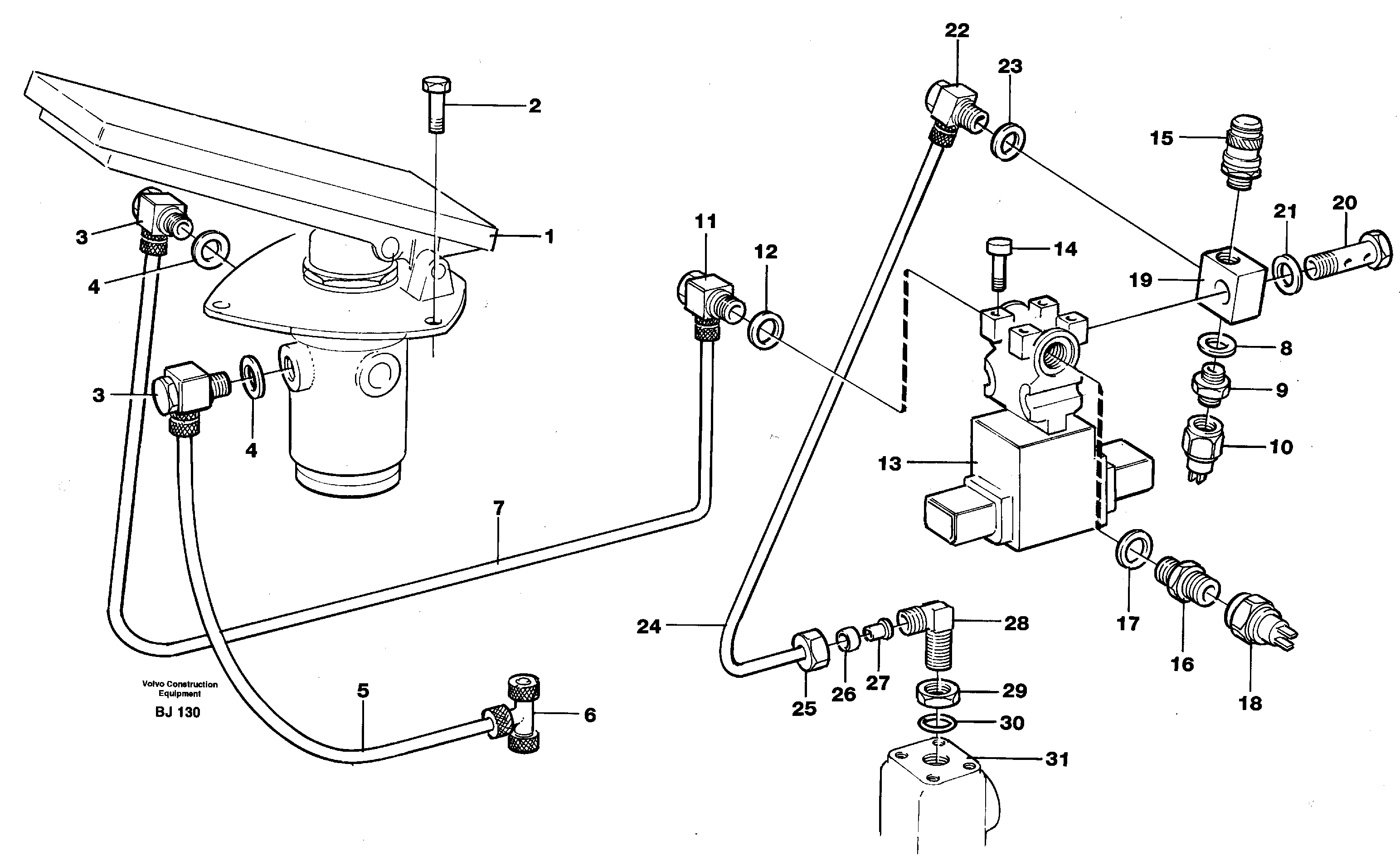 Схема запчастей Volvo A30C - 98727 Пневмо система ретардера ретардера (тормоза-замедлителя) A30C VOLVO BM VOLVO BM A30C SER NO - 2320/- 2275, USA