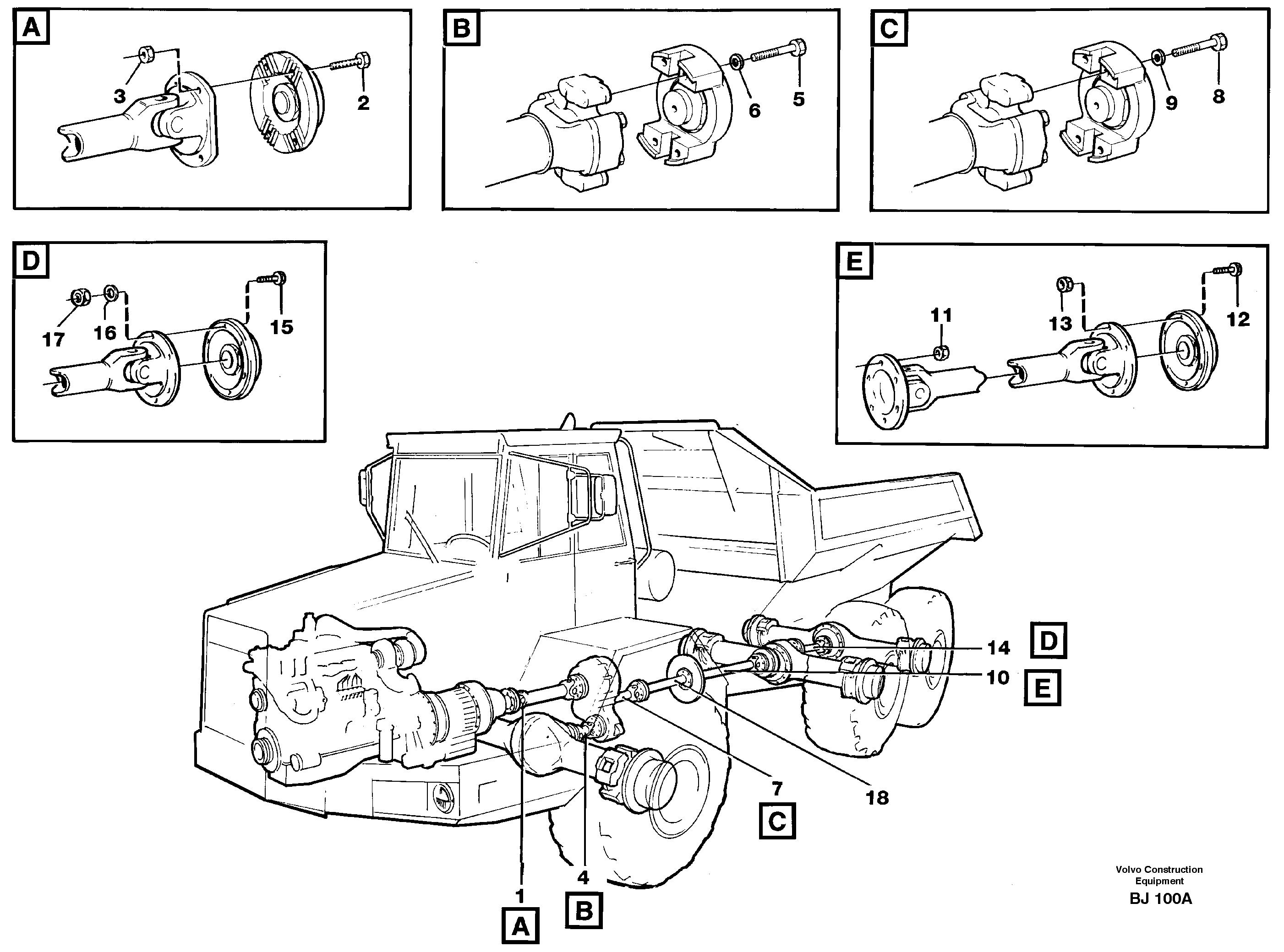 Схема запчастей Volvo A30C - 14373 Propeller shafts with fitting parts A30C VOLVO BM VOLVO BM A30C SER NO - 2320/- 2275, USA