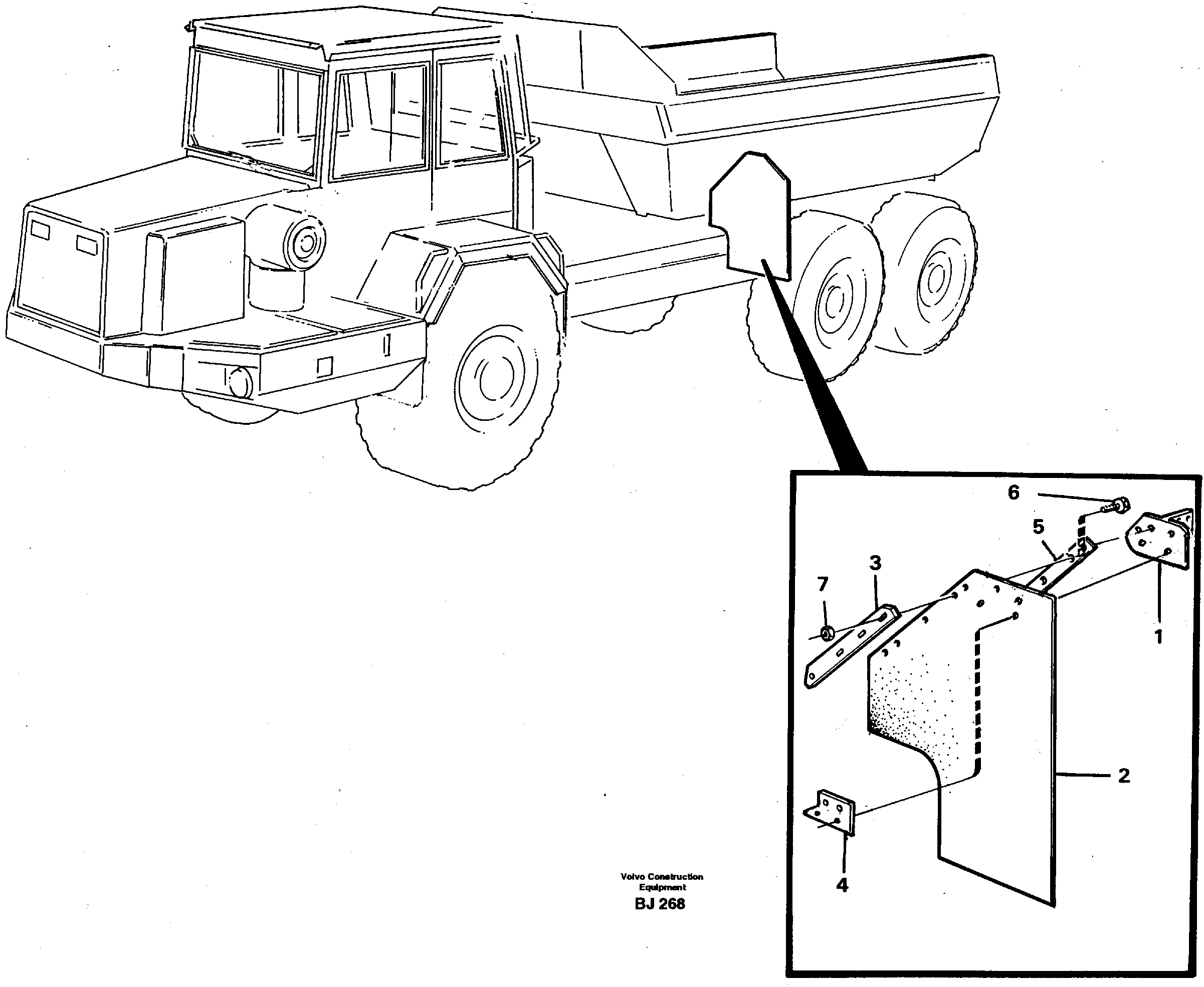 Схема запчастей Volvo A30C - 60973 Mudflap, load unit A30C VOLVO BM VOLVO BM A30C SER NO - 2320/- 2275, USA