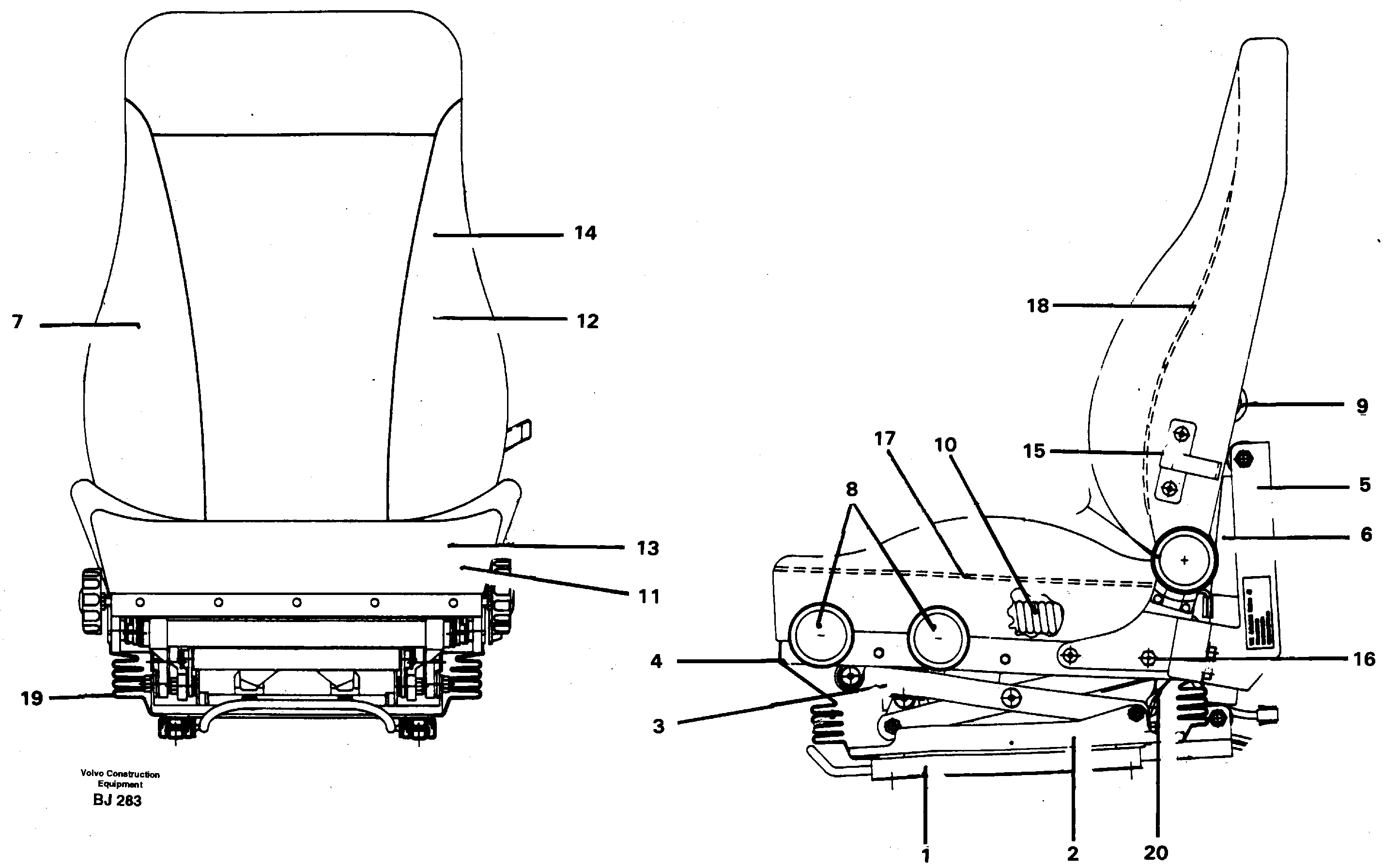 Схема запчастей Volvo A30C - 38293 Operators seat A30C VOLVO BM VOLVO BM A30C SER NO - 2320/- 2275, USA