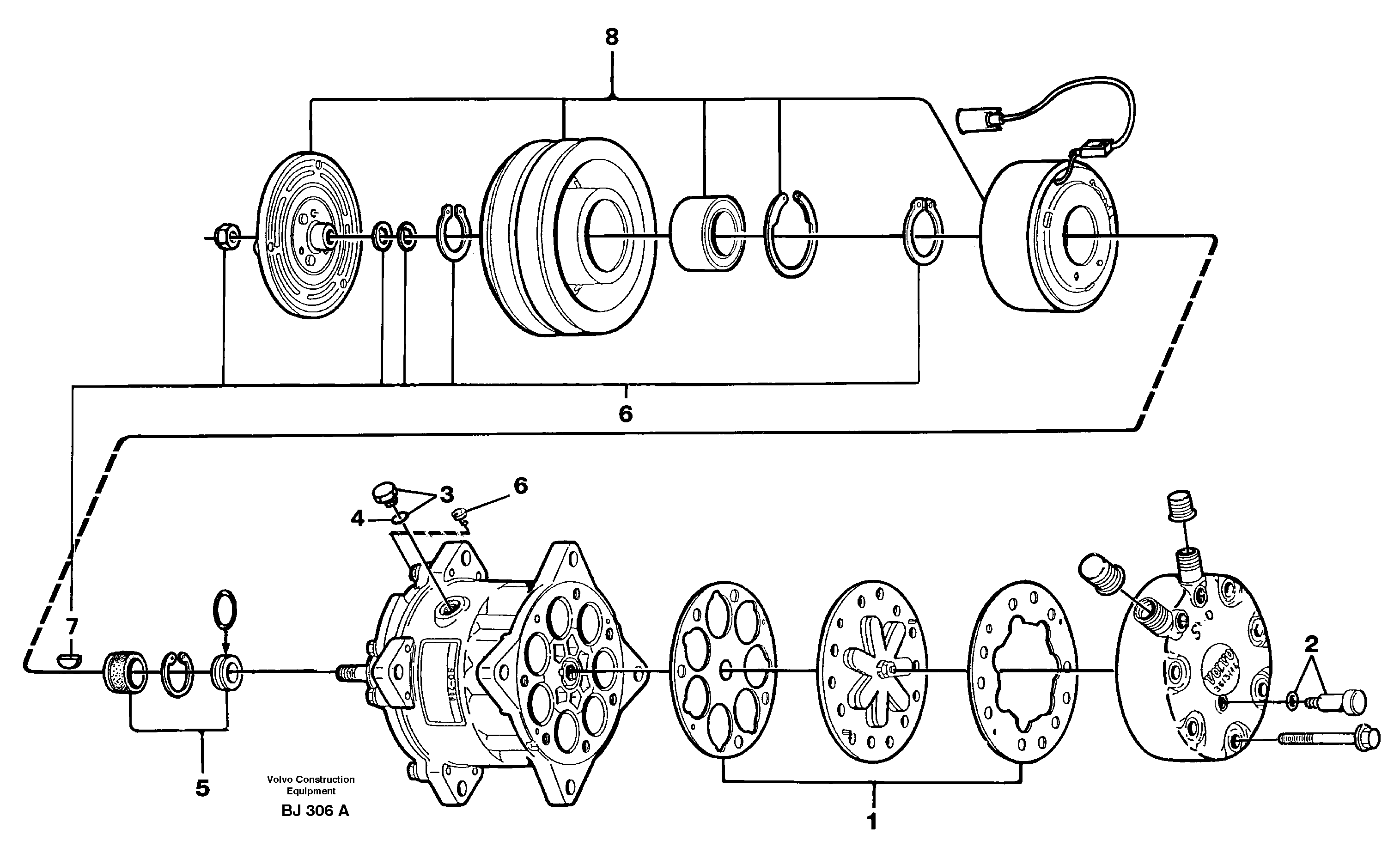 Схема запчастей Volvo A30C - 14350 Air compressor A30C VOLVO BM VOLVO BM A30C SER NO - 2320/- 2275, USA