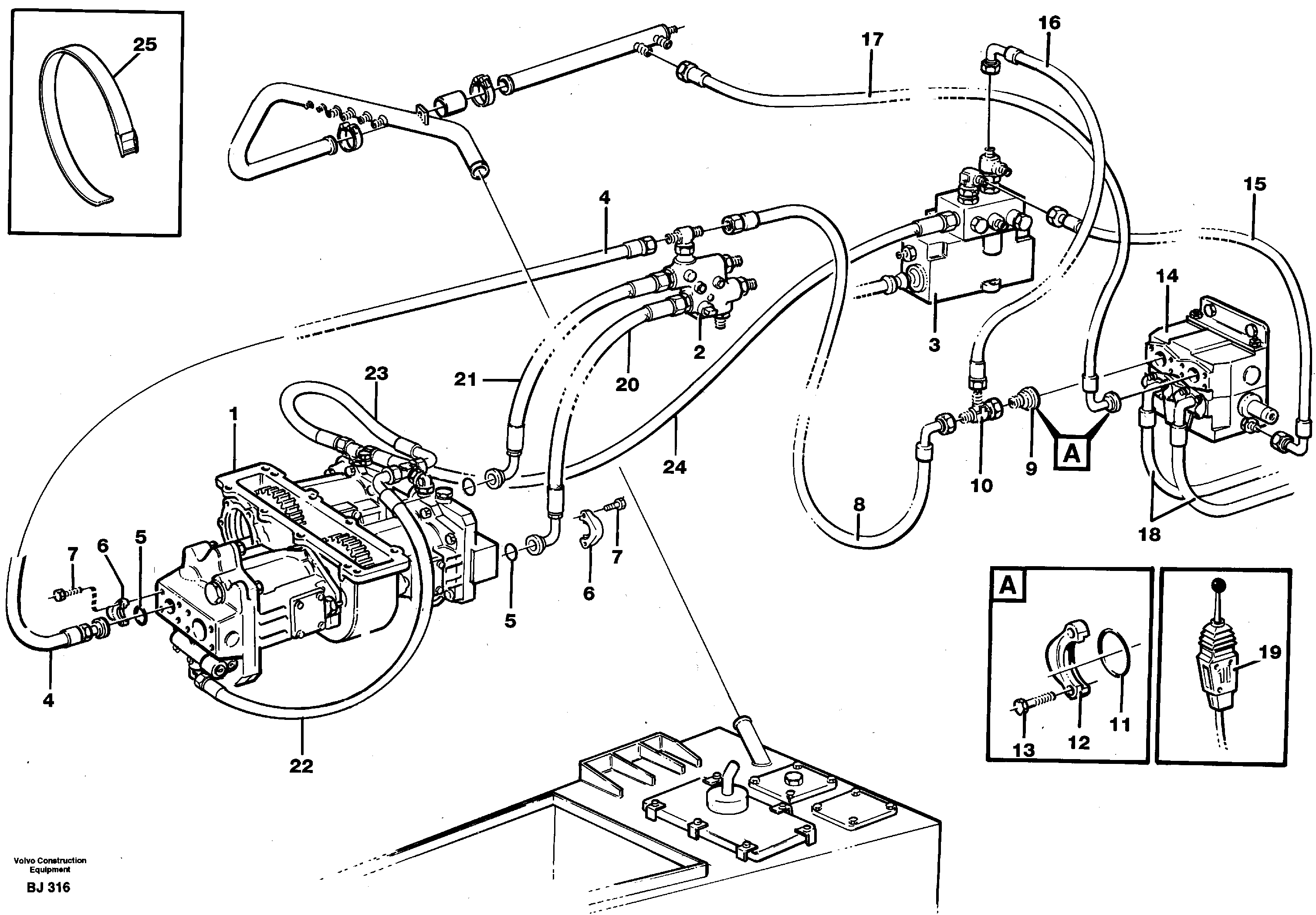Схема запчастей Volvo A30C - 47985 Tipping system, motor unit A30C VOLVO BM VOLVO BM A30C SER NO - 2320/- 2275, USA