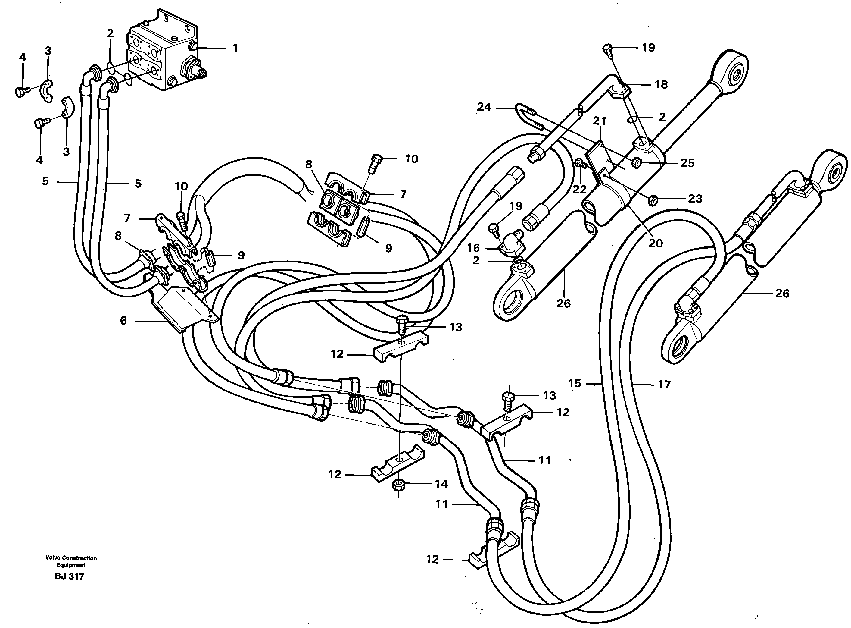 Схема запчастей Volvo A30C - 77952 Tipping system, load unit A30C VOLVO BM VOLVO BM A30C SER NO - 2320/- 2275, USA