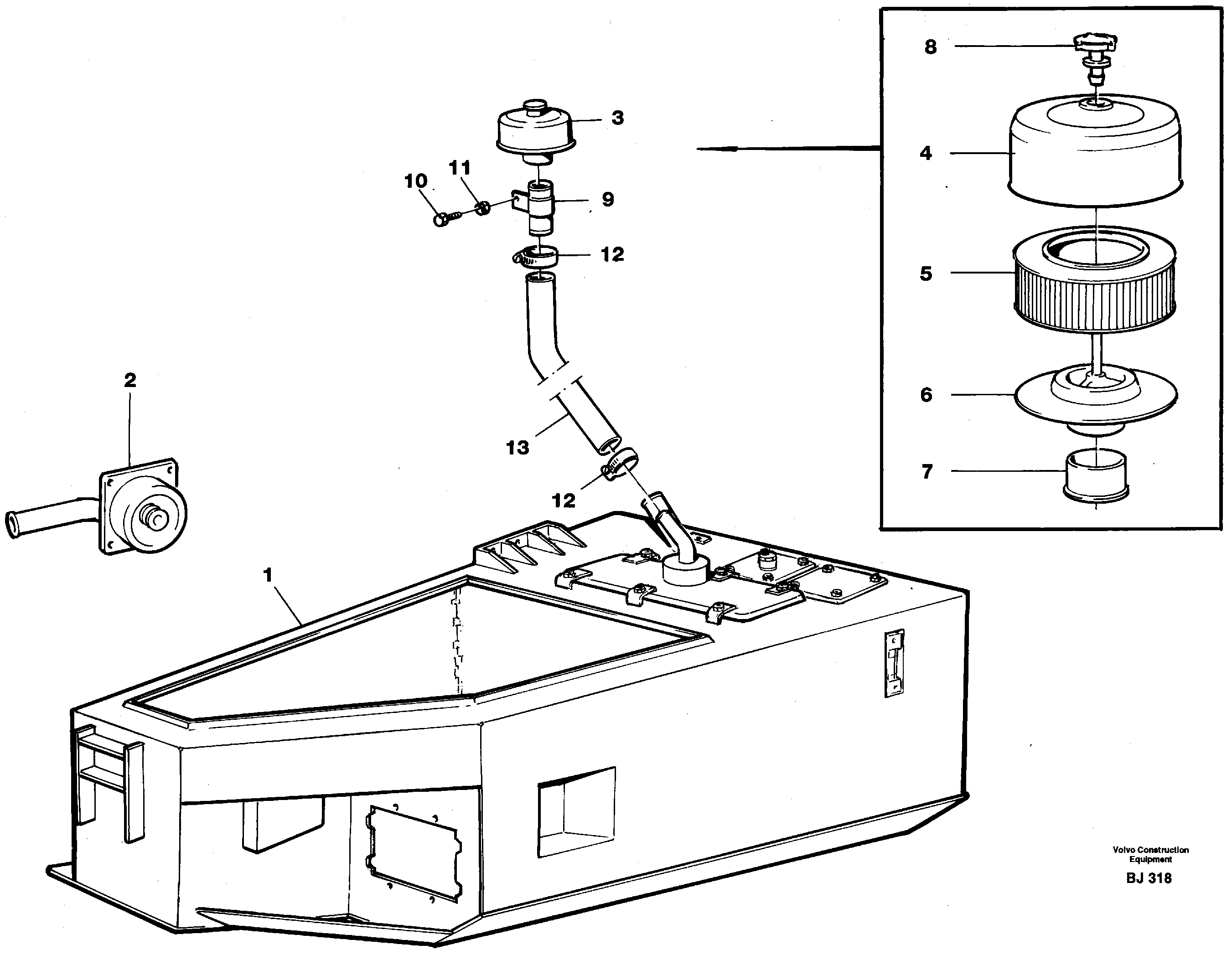Схема запчастей Volvo A30C - 84798 Hydraulic oil tank, with fitting parts A30C VOLVO BM VOLVO BM A30C SER NO - 2320/- 2275, USA
