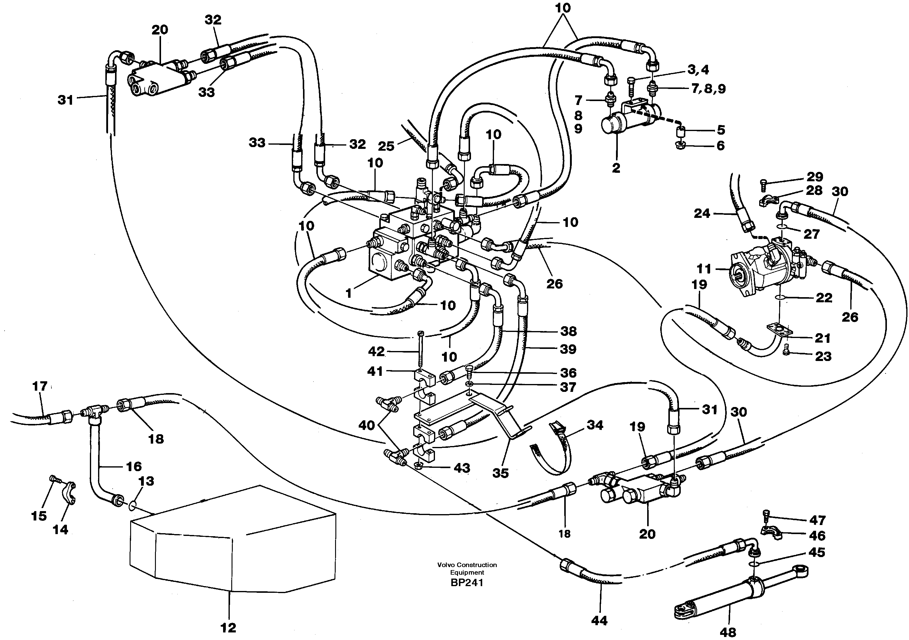 Схема запчастей Volvo A30C - 84210 Steering system, pipes and hoses A30C