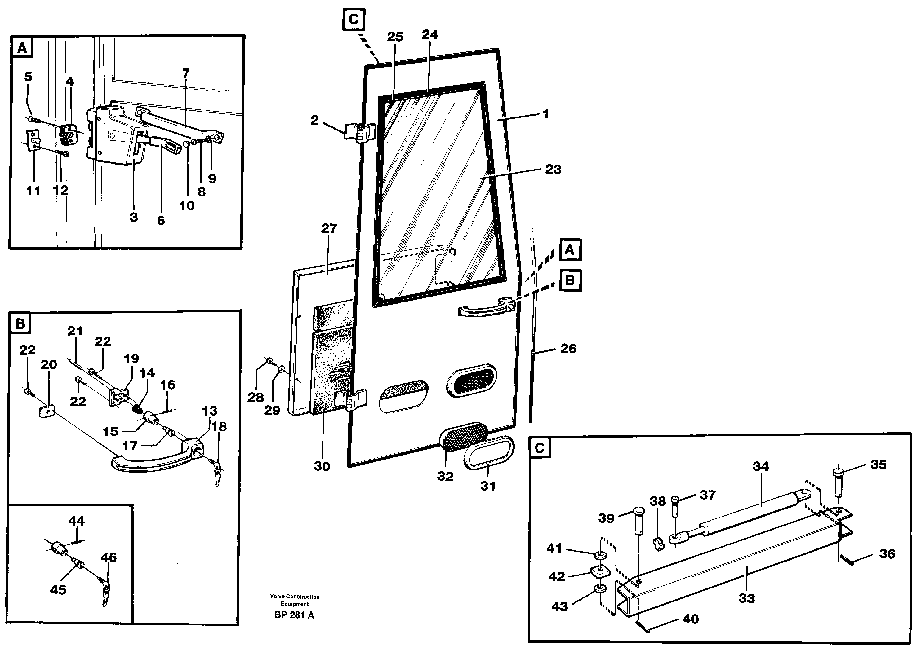 Схема запчастей Volvo A30C - 60905 Door A30C