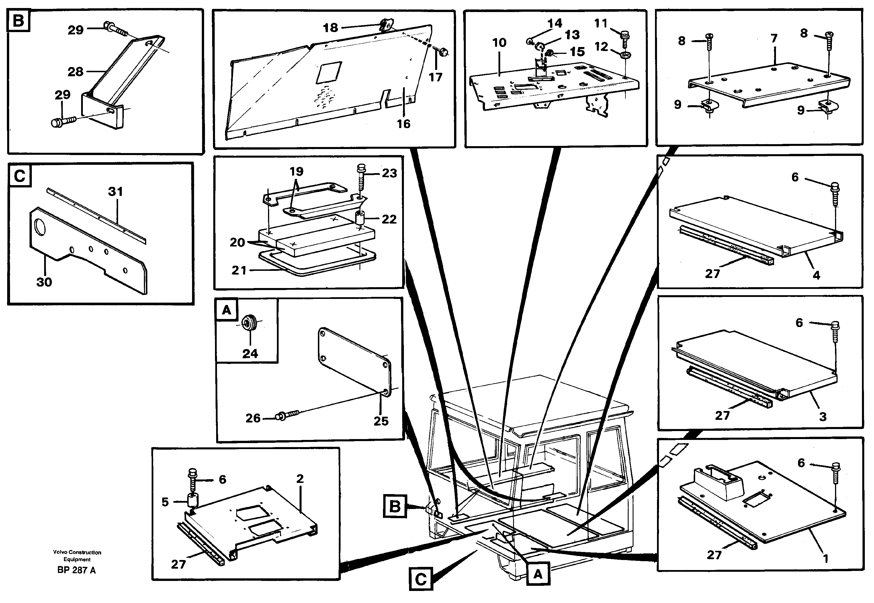 Схема запчастей Volvo A30C - 40978 Floor panels and cover plates A30C