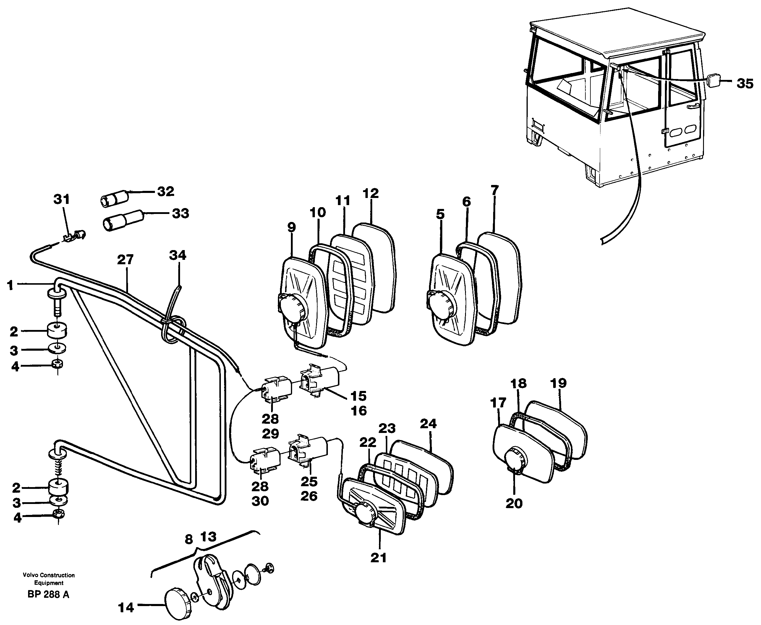 Схема запчастей Volvo A30C - 65397 Rear view mirror A30C