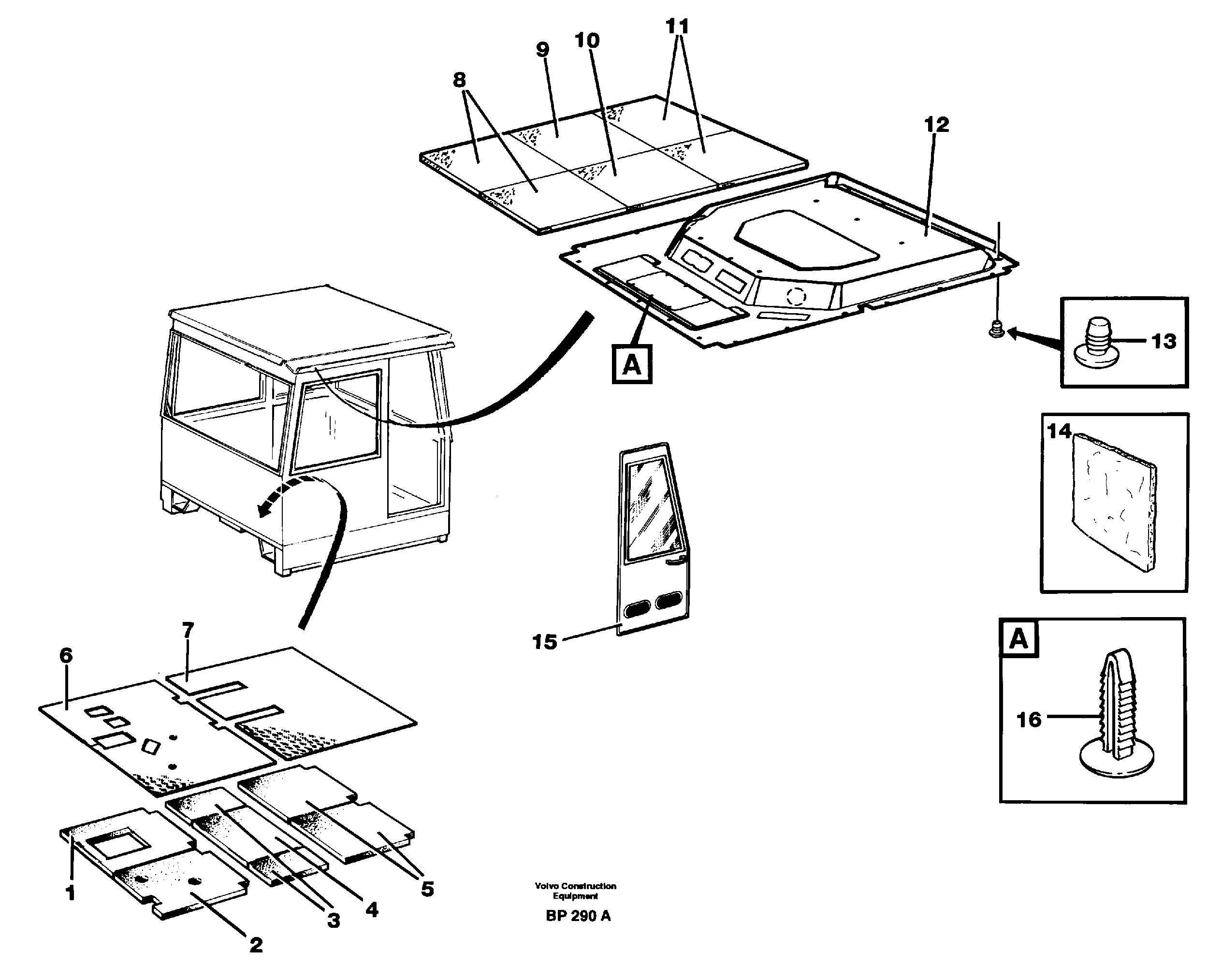 Схема запчастей Volvo A30C - 29494 Upholstery and insulation, floor and roof A30C