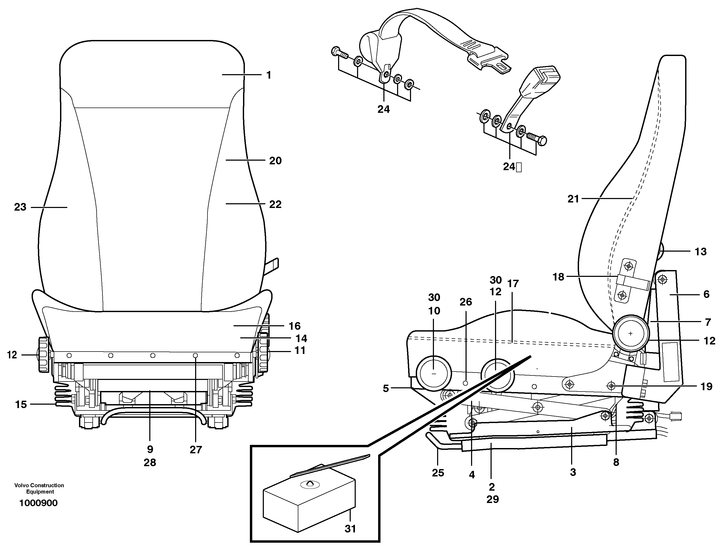Схема запчастей Volvo A30C - 33569 Operators seat A30C