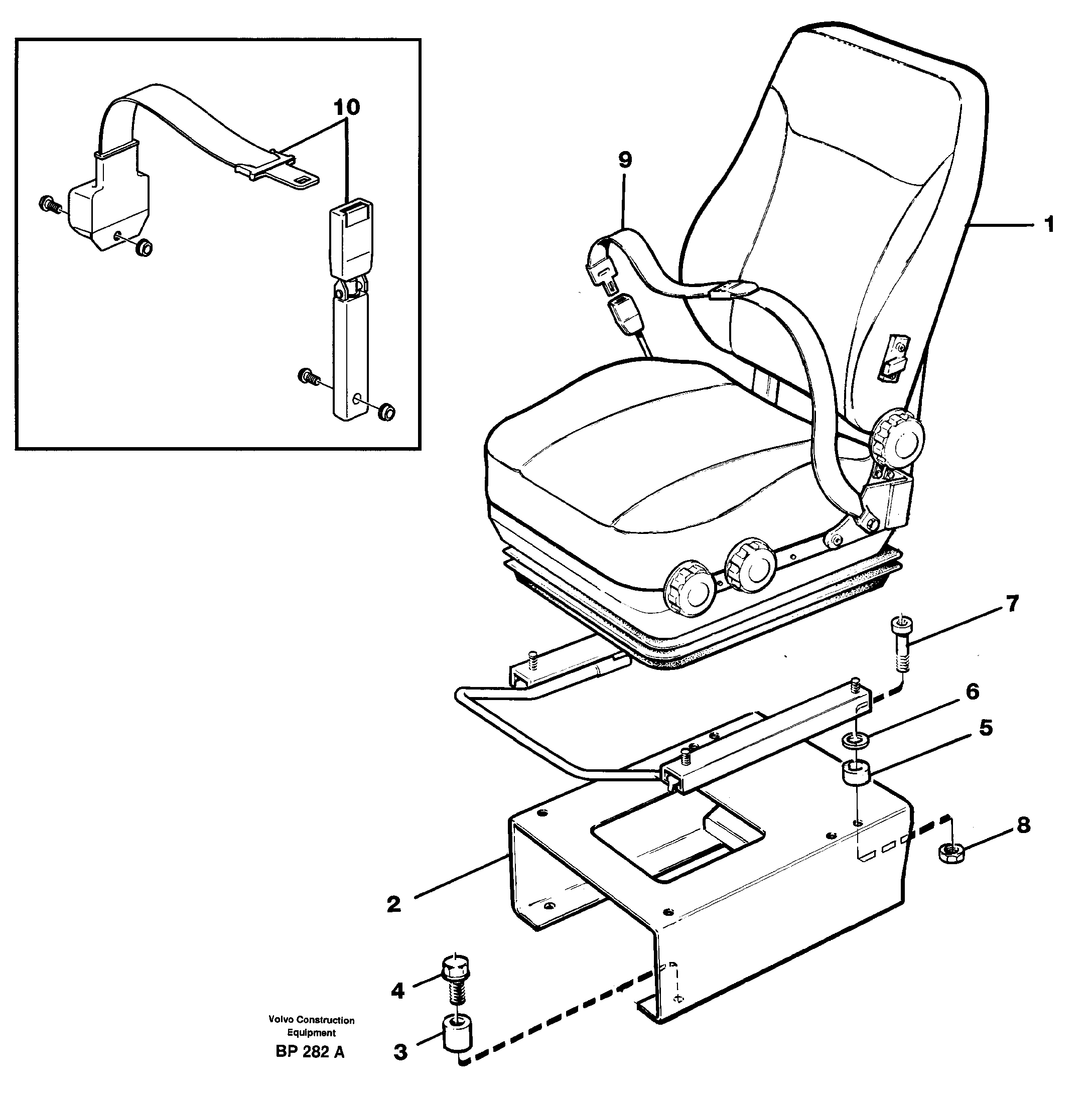 Схема запчастей Volvo A30C - 90593 Operator seat with fitting parts A30C