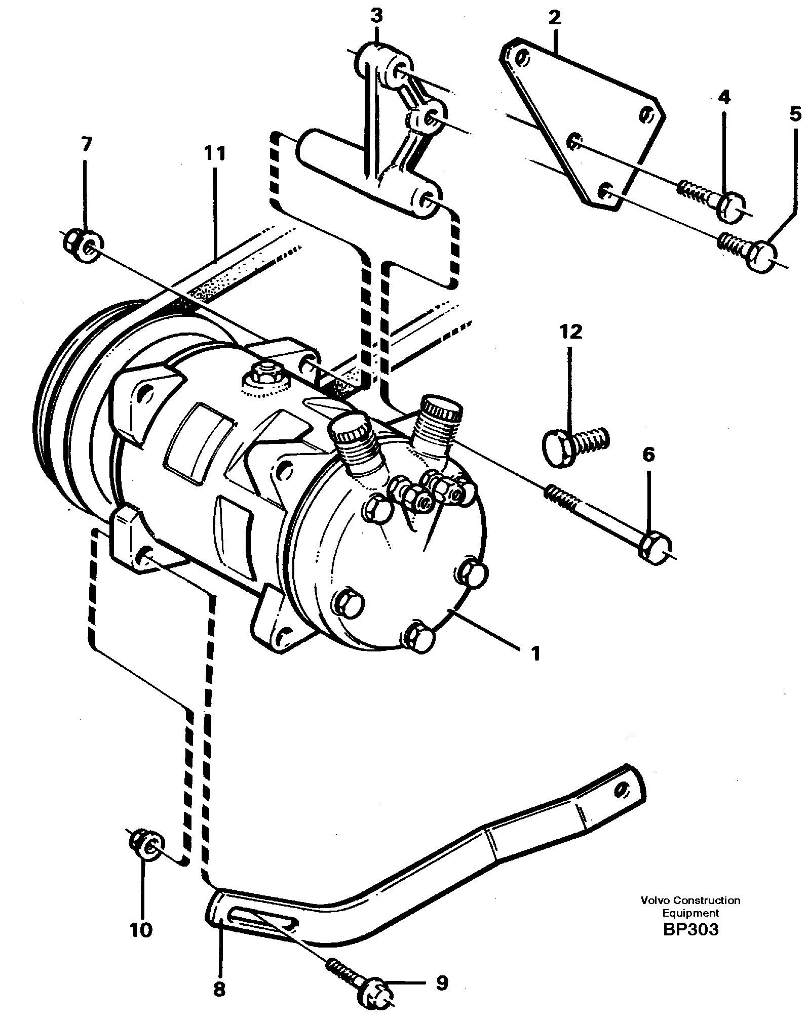 Схема запчастей Volvo A30C - 10440 Compressor for cooling agent R134a with fitting parts A30C