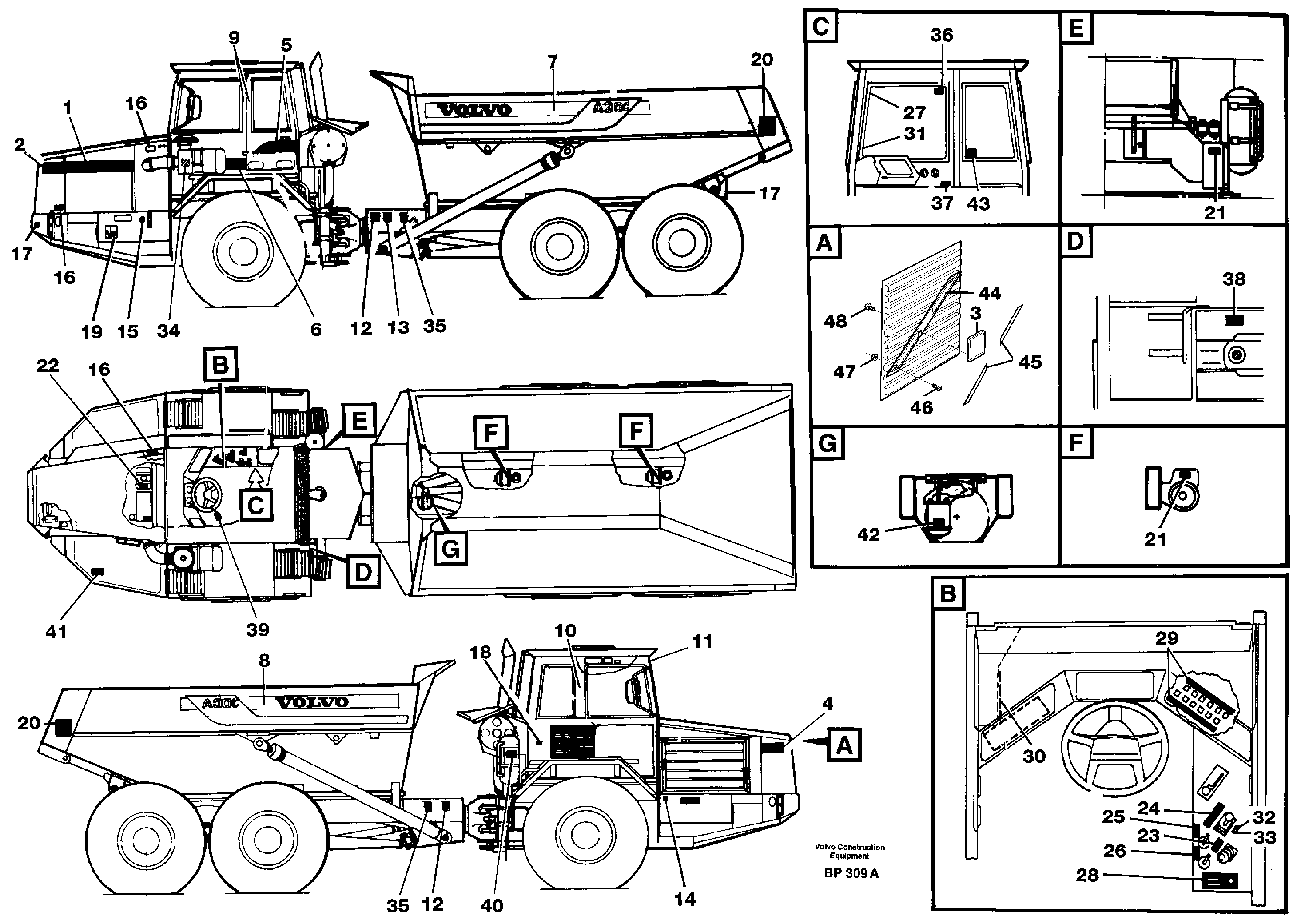 Схема запчастей Volvo A30C - 34214 Sign plates and decals A30C