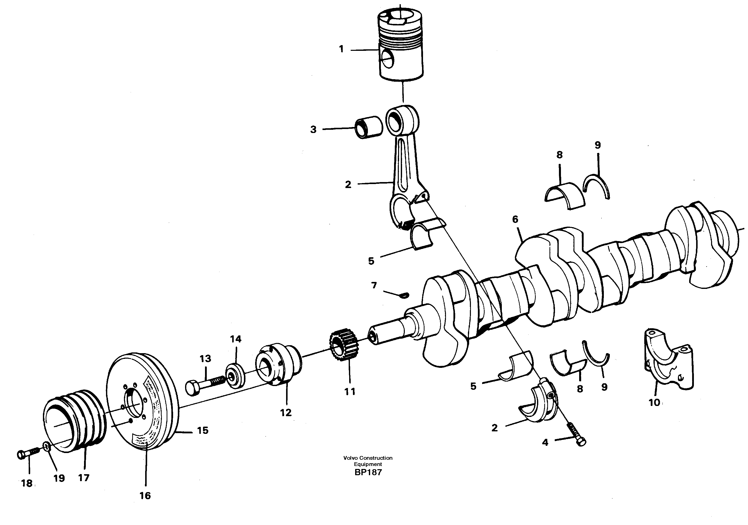 Схема запчастей Volvo A30C - 29386 Crankshaft and related parts A30C