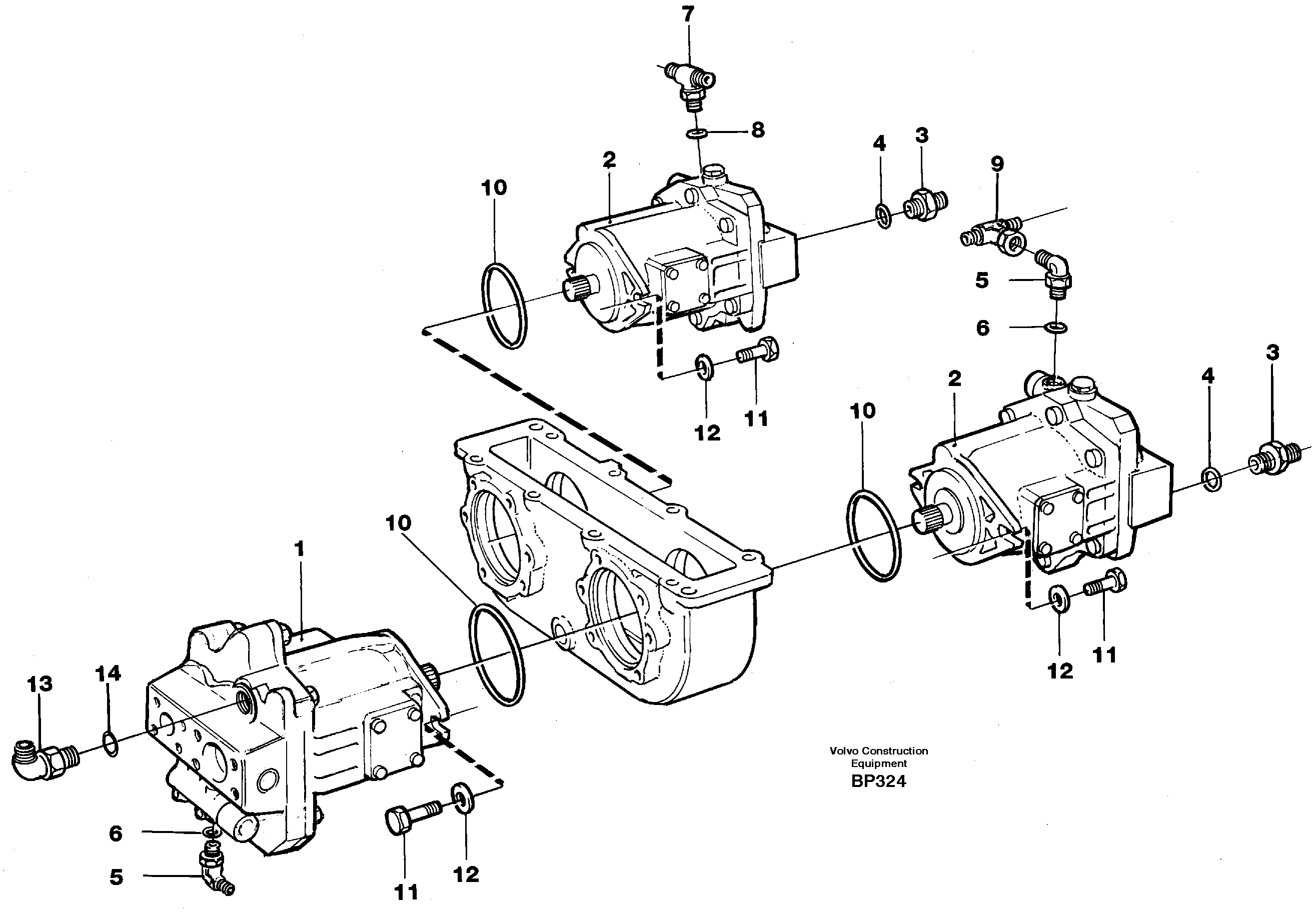 Схема запчастей Volvo A30C - 59014 Hydraulic pump with fitting parts A30C