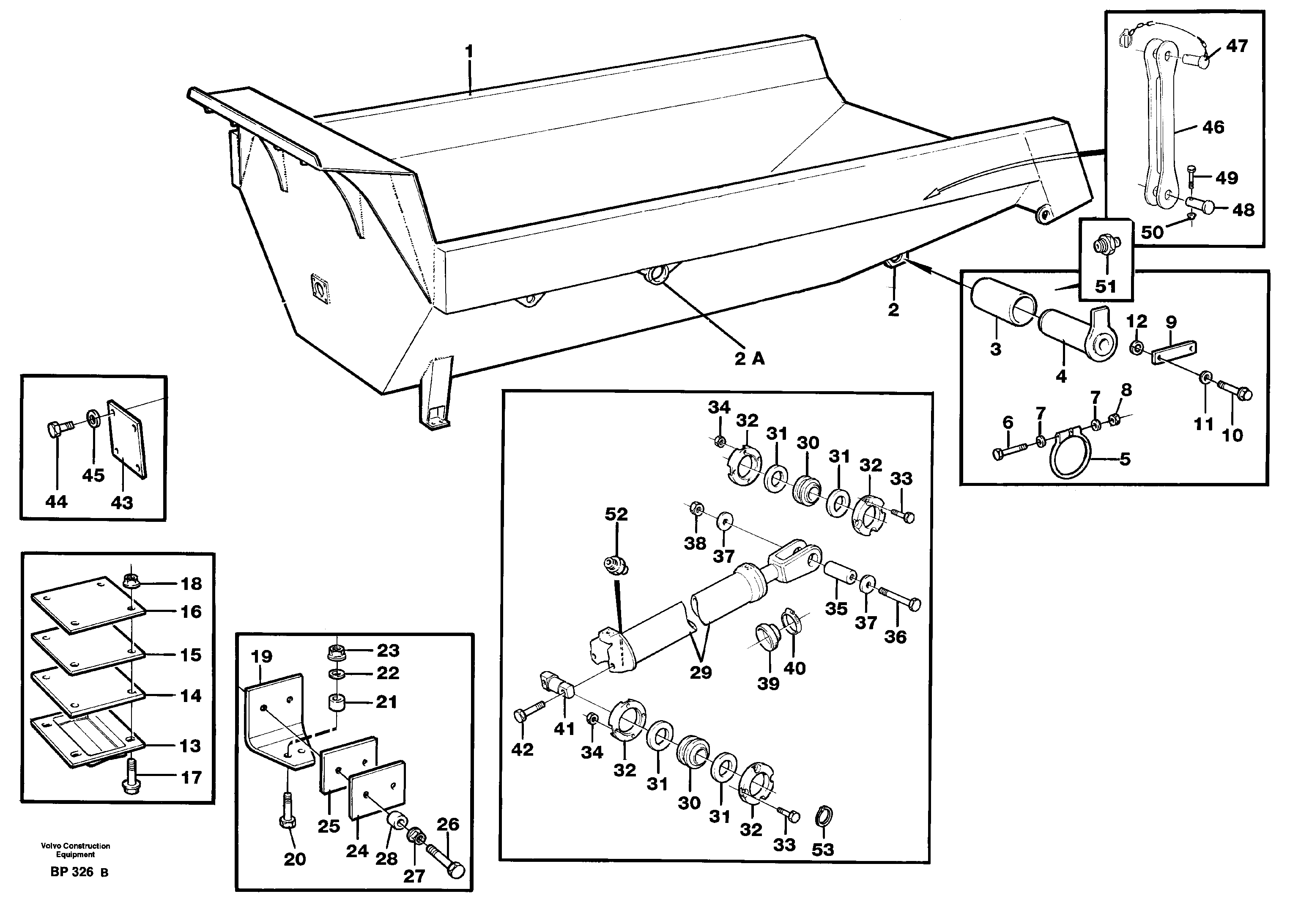Схема запчастей Volvo A30C - 86608 Dumper basket with fitting parts A30C