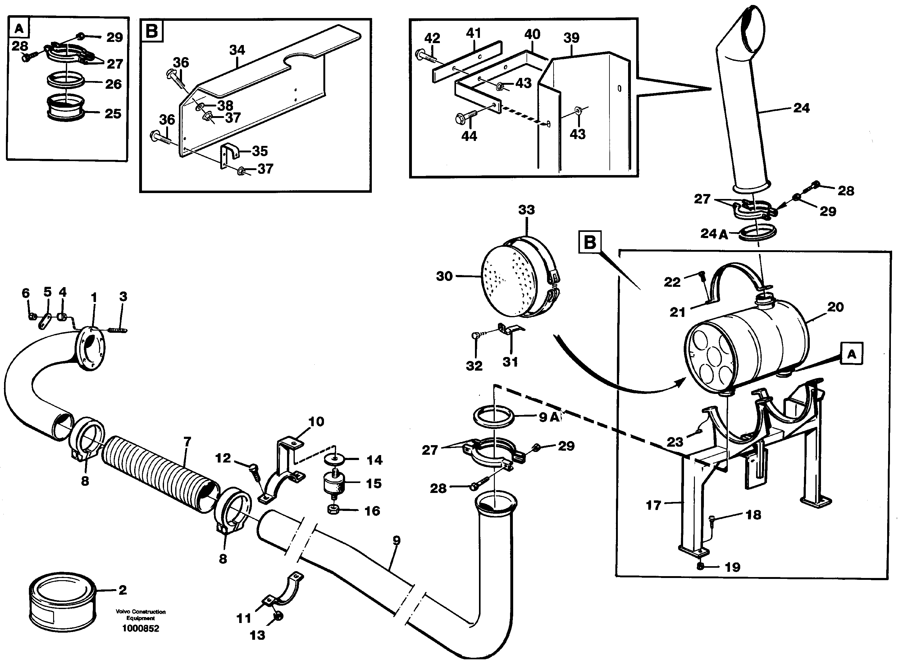 Схема запчастей Volvo A30C - 84116 Exhaust system, silencer A30C