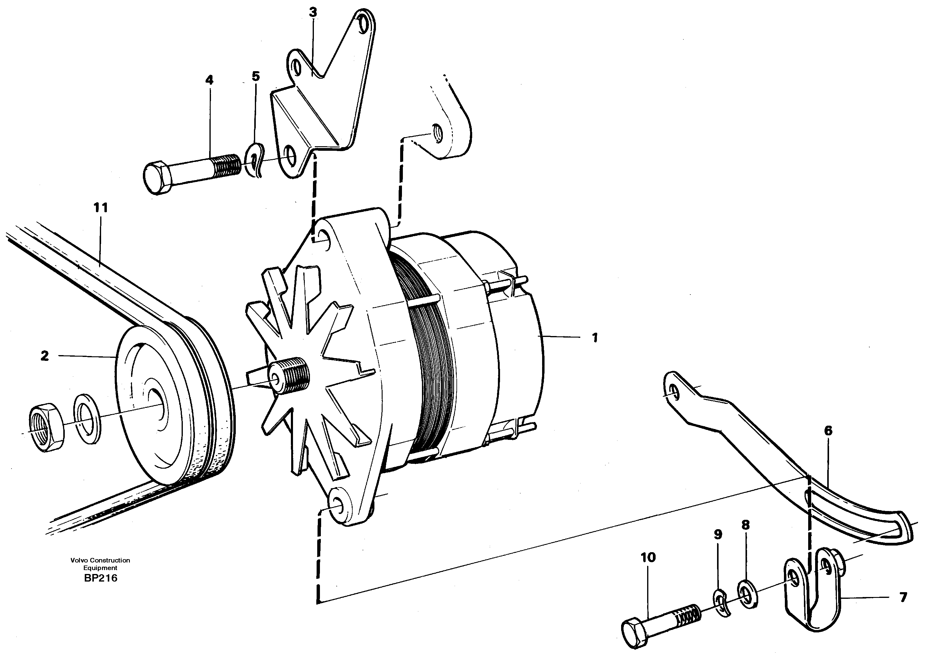 Схема запчастей Volvo A30C - 31045 Alternator with assembling details A30C