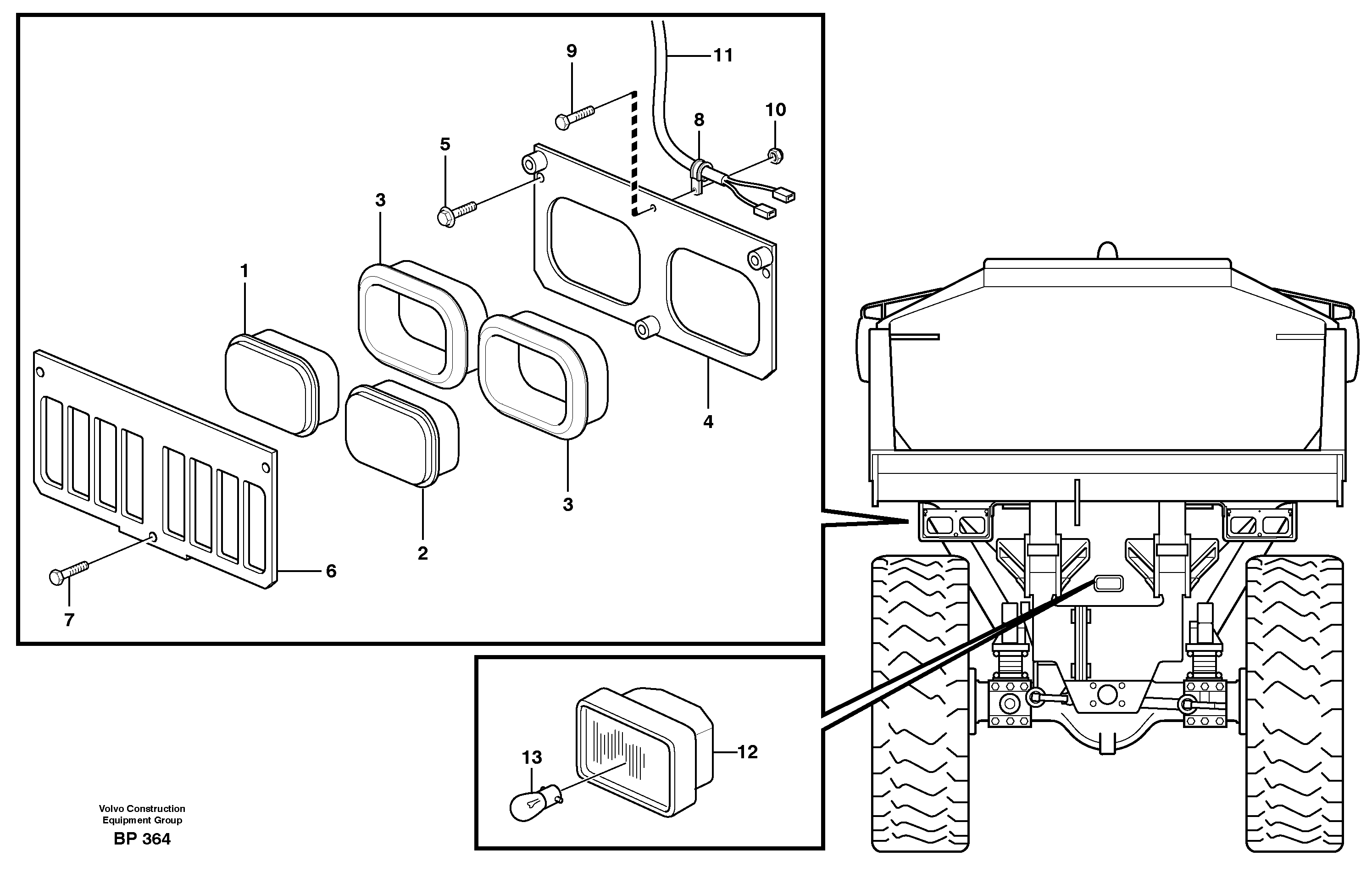 Схема запчастей Volvo A30C - 96859 Lighting, rear A30C