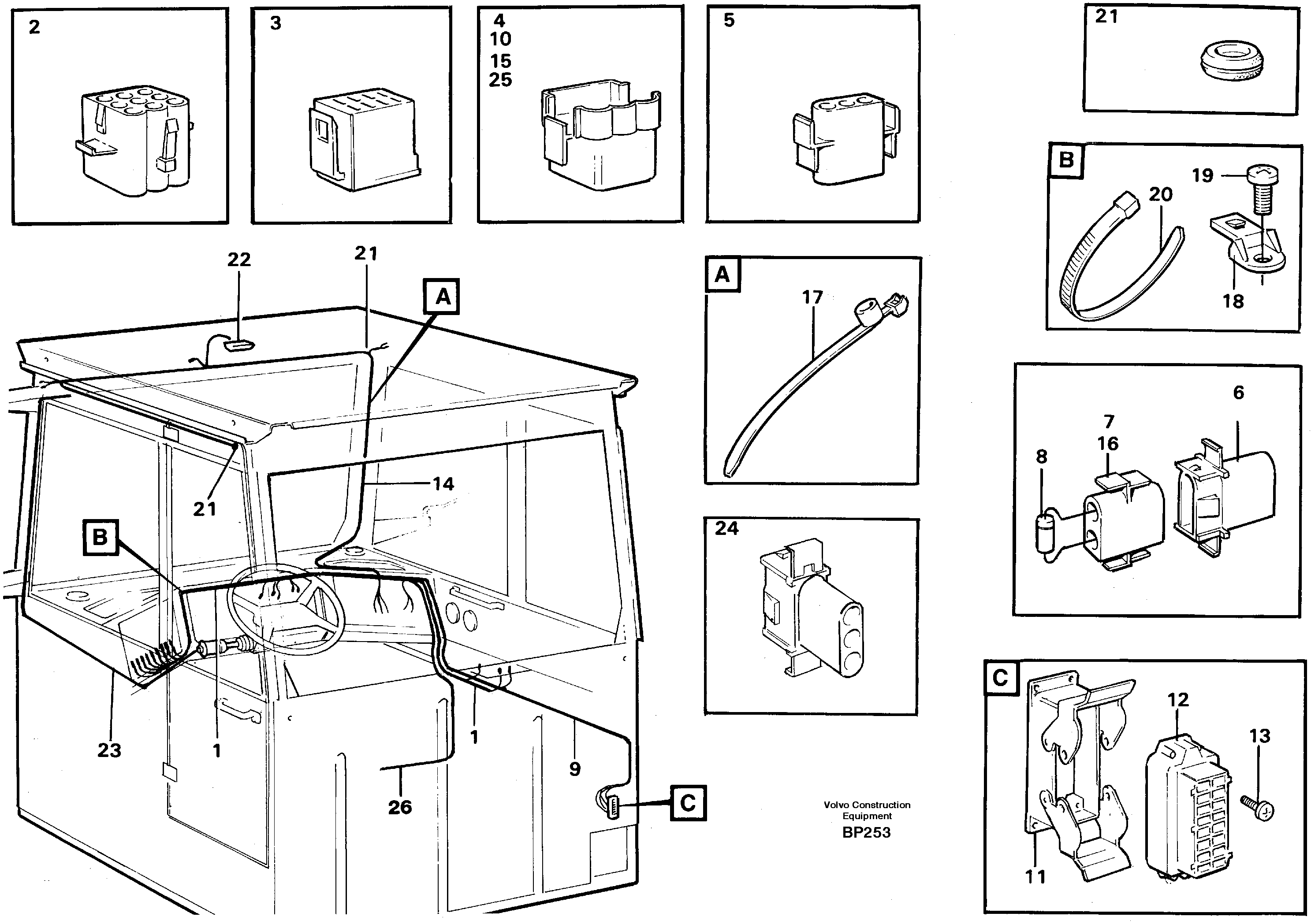 Схема запчастей Volvo A30C - 31811 Cable harnesses, cab A30C