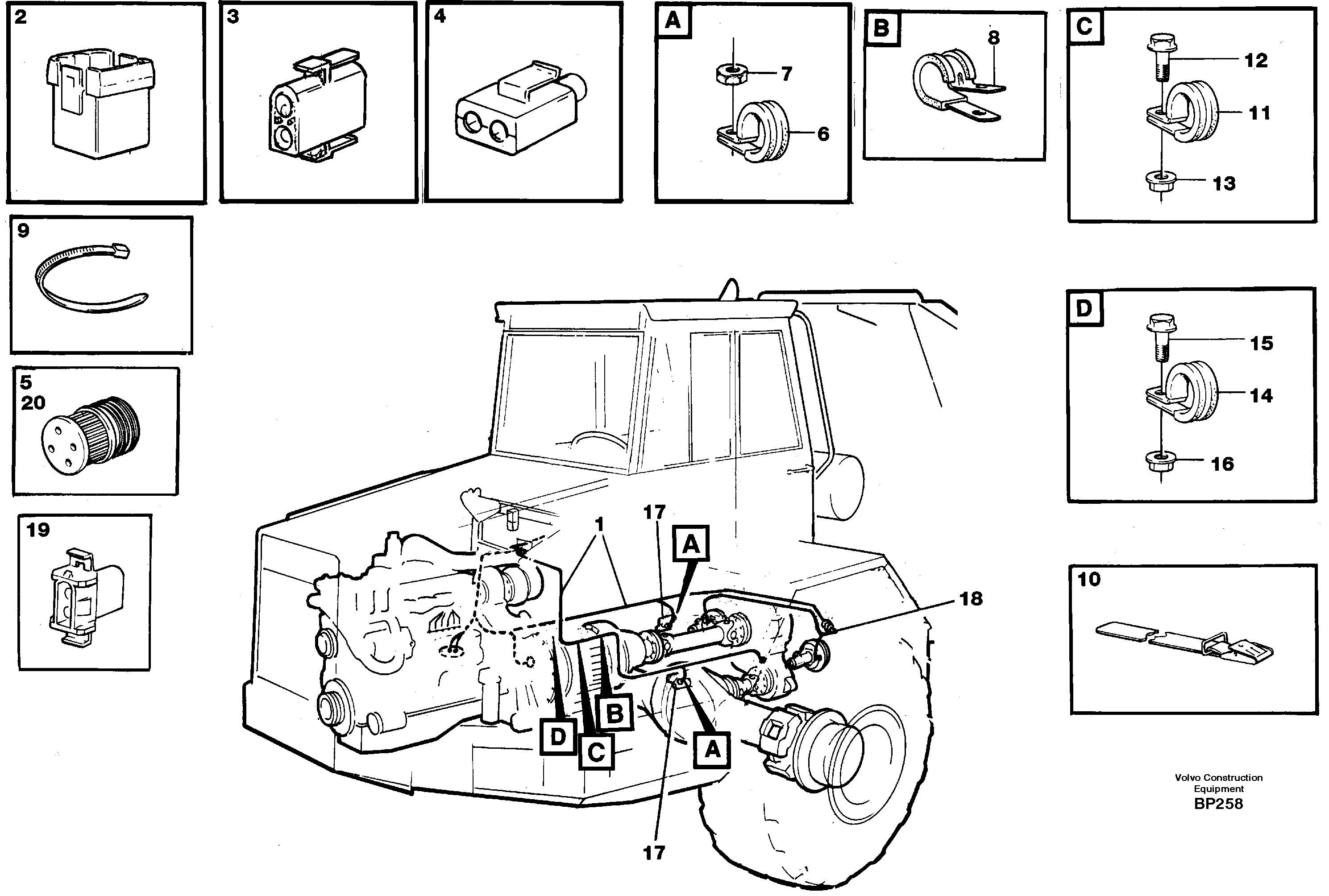 Схема запчастей Volvo A30C - 63931 Cable harnesses, front A30C