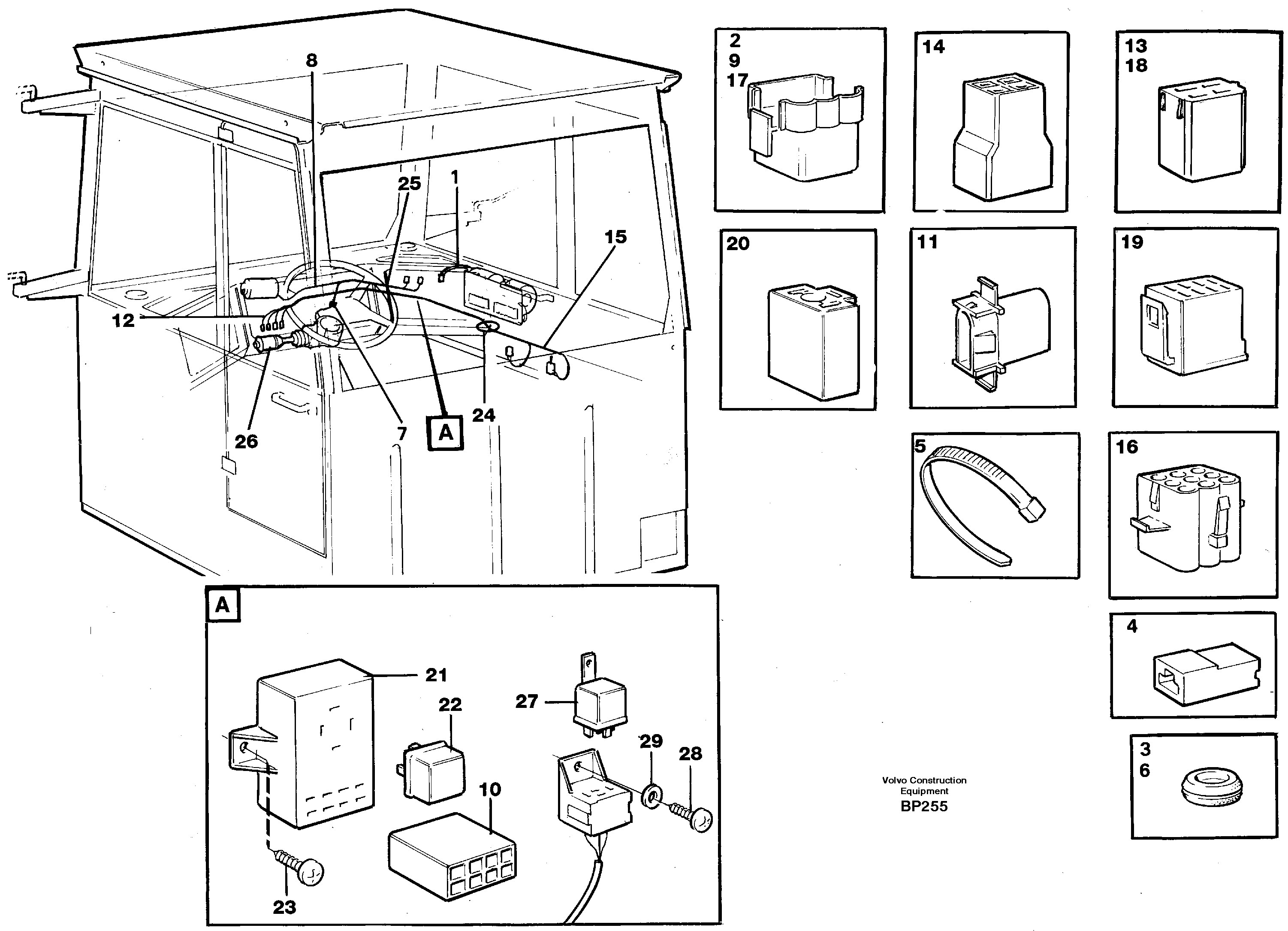Схема запчастей Volvo A30C - 66884 Cable harnesses, cab A30C