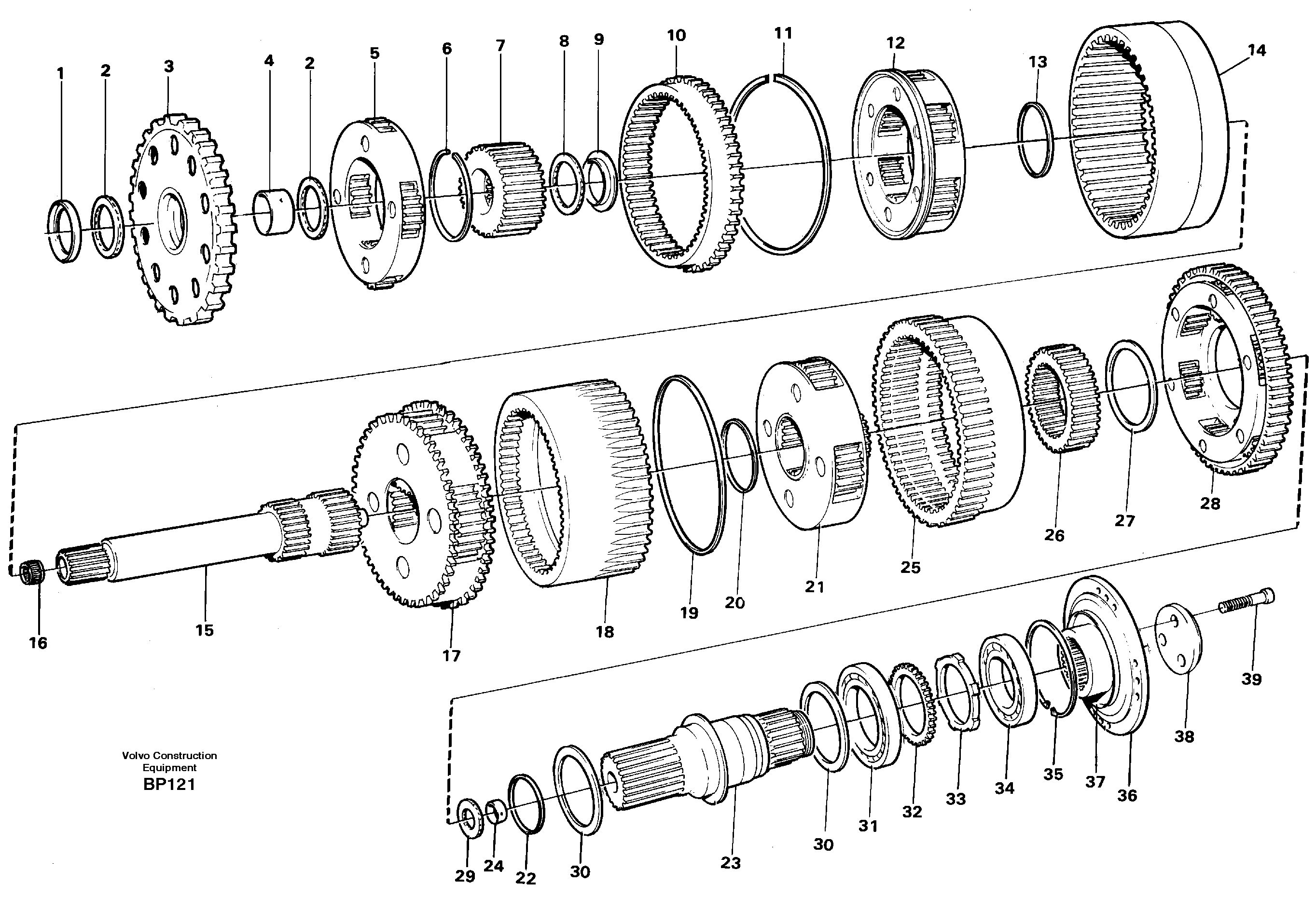 Схема запчастей Volvo A30C - 91713 Planet kits and shafts A30C