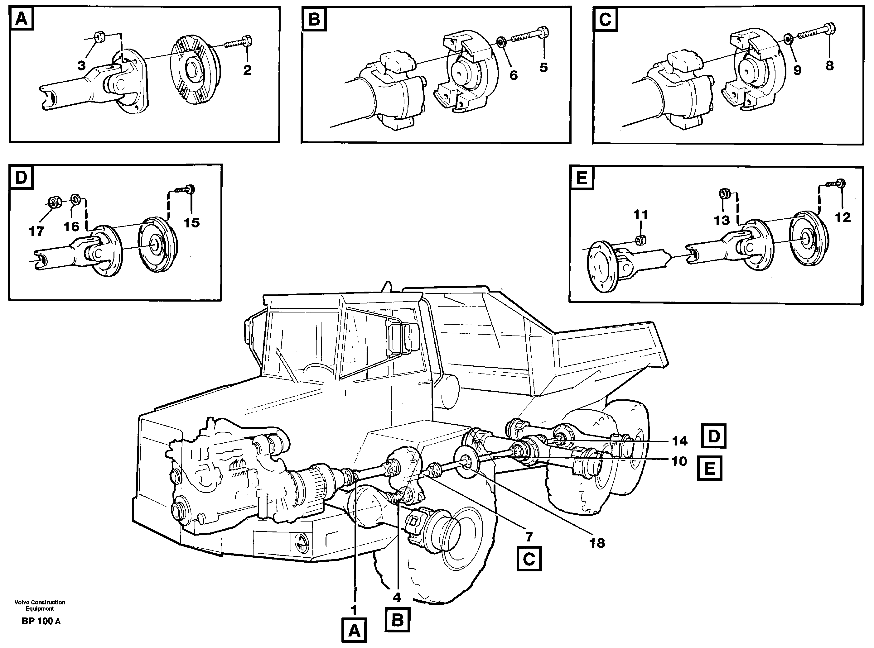 Схема запчастей Volvo A30C - 31081 Propeller shafts with fitting parts A30C