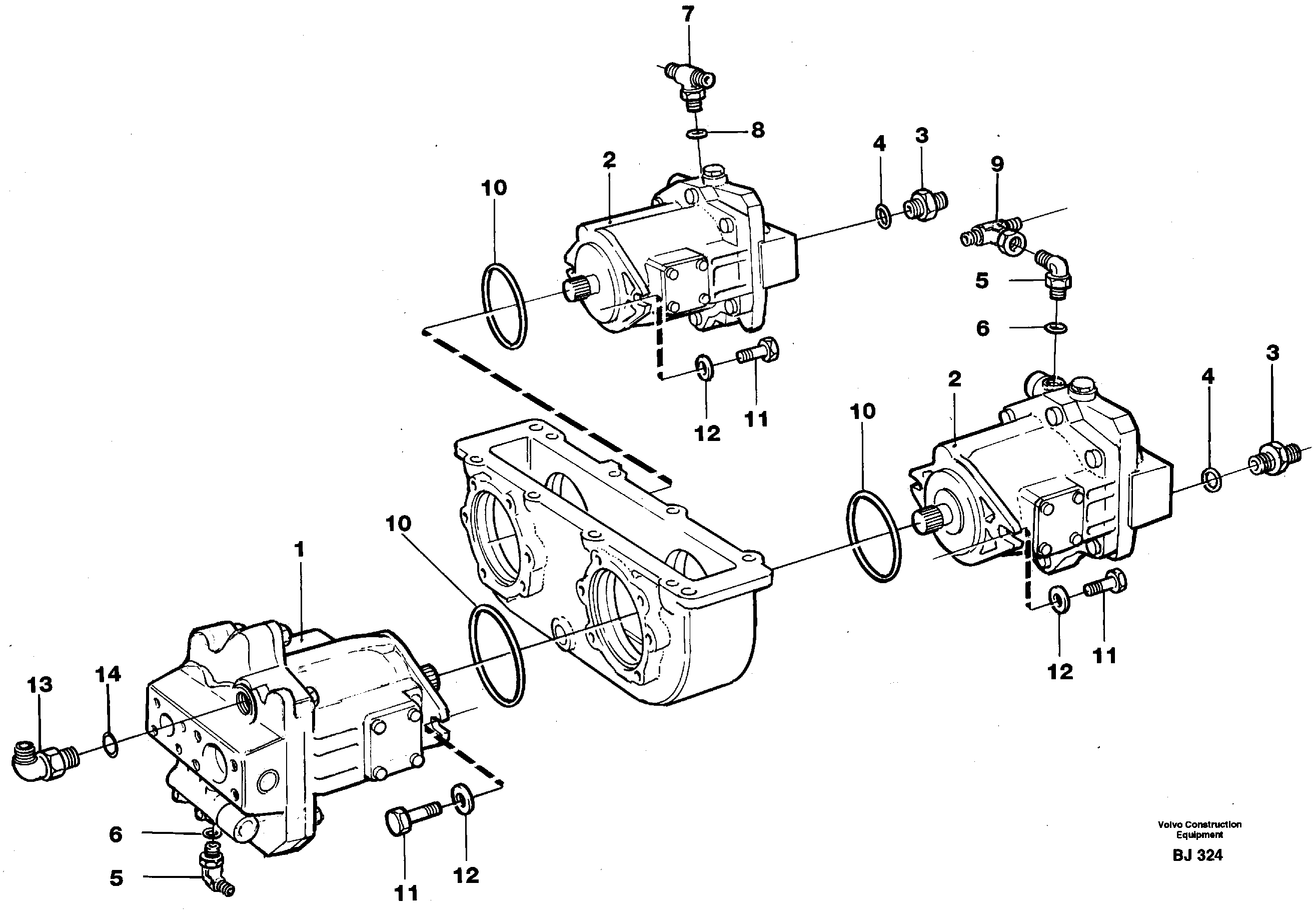 Схема запчастей Volvo A30C - 53763 Hydraulic pump with fitting parts A30C VOLVO BM VOLVO BM A30C SER NO - 2320/- 2275, USA