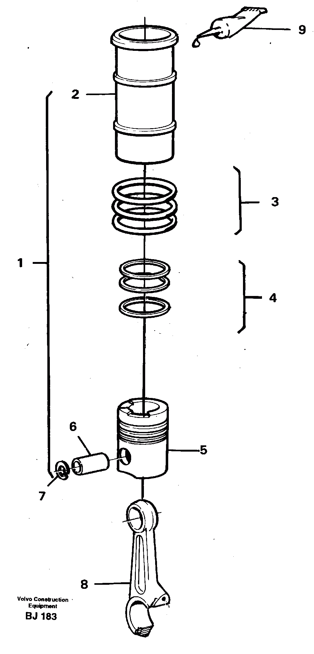 Схема запчастей Volvo A30C - 27938 Cylinder liner, piston A30C VOLVO BM VOLVO BM A30C SER NO - 2320/- 2275, USA