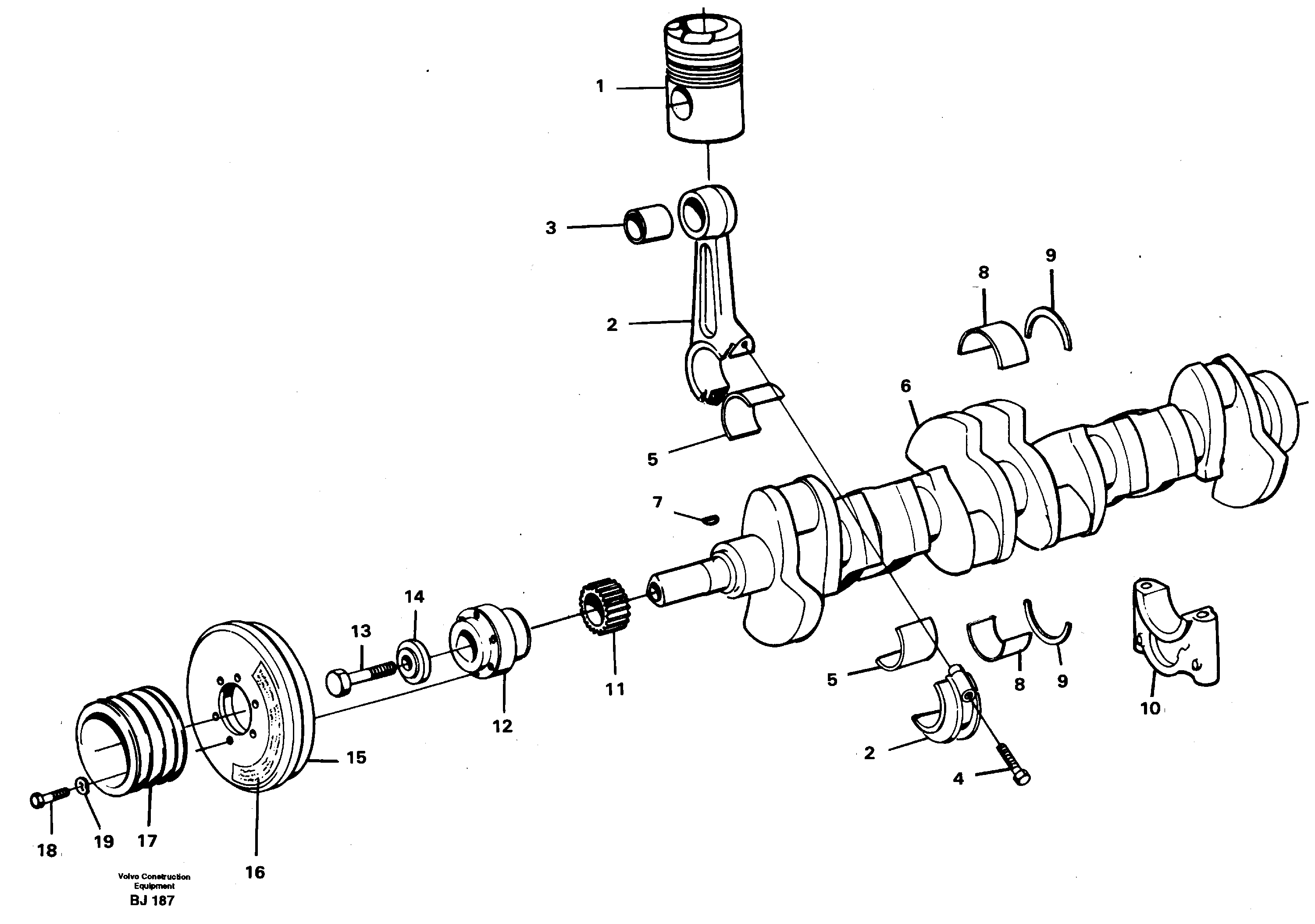 Схема запчастей Volvo A30C - 16825 Crankshaft and related parts A30C VOLVO BM VOLVO BM A30C SER NO - 2320/- 2275, USA