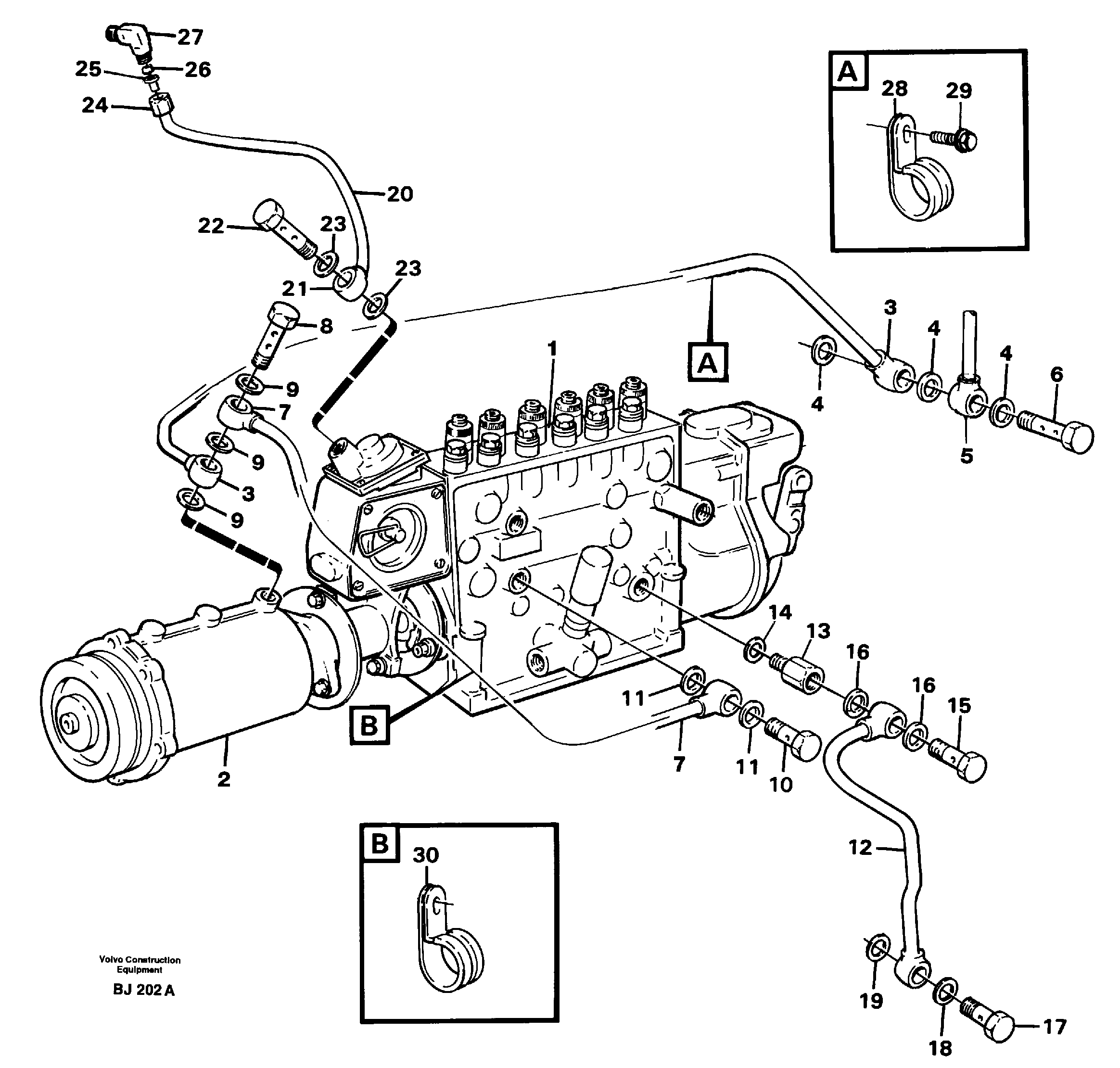 Схема запчастей Volvo A30C - 16830 Injection pump, oil pipe A30C VOLVO BM VOLVO BM A30C SER NO - 2320/- 2275, USA