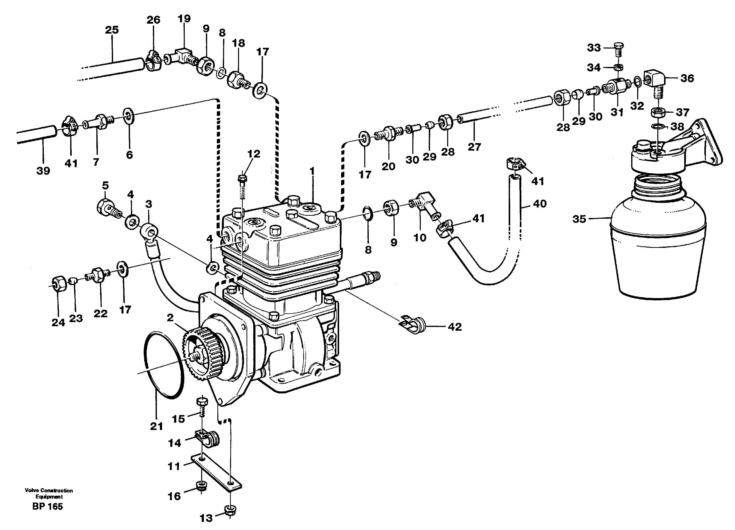 Схема запчастей Volvo A30C - 88960 Air-compressor with fitting parts A30C