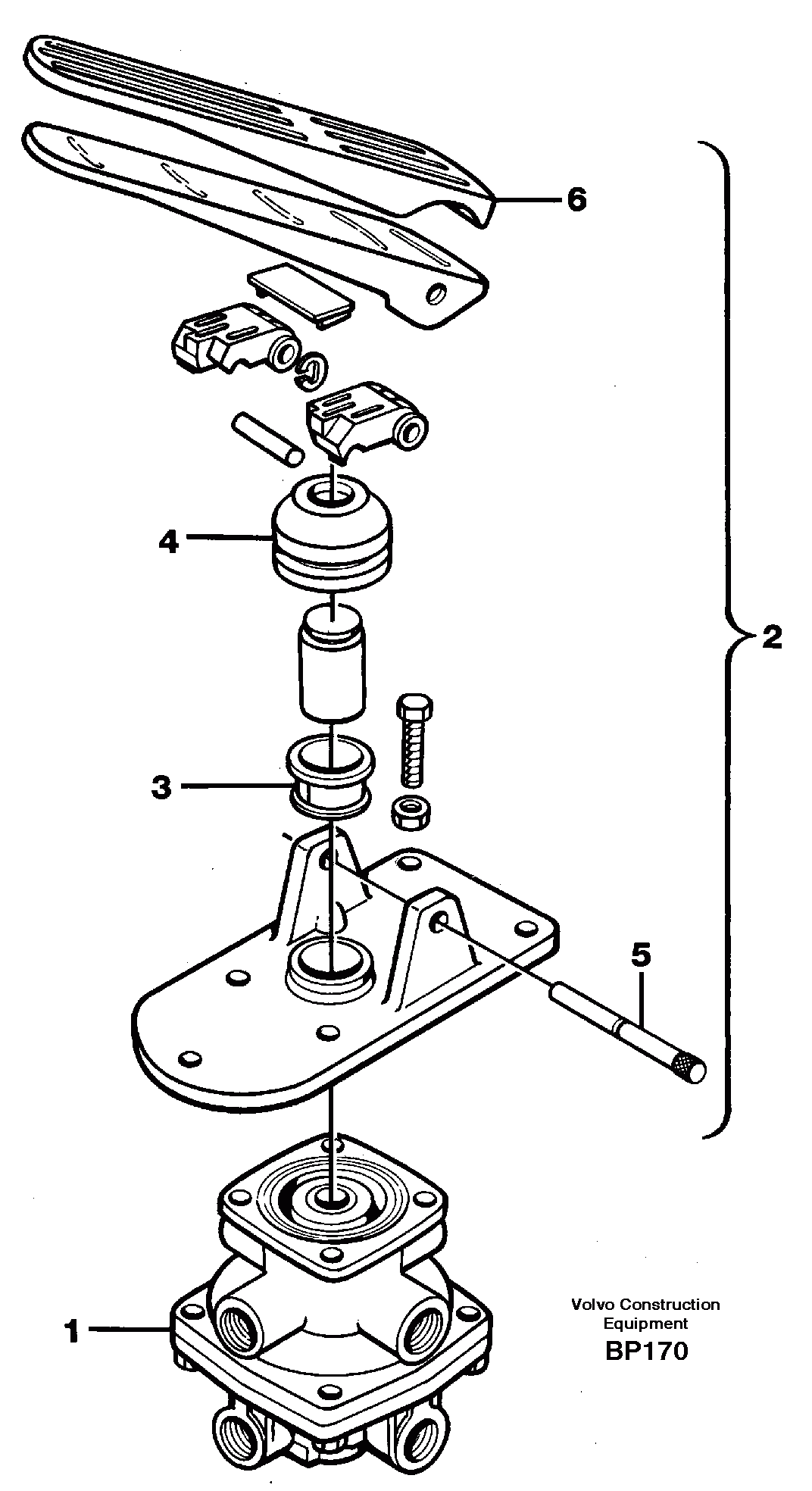 Схема запчастей Volvo A30C - 21260 Footbrake valve A30C