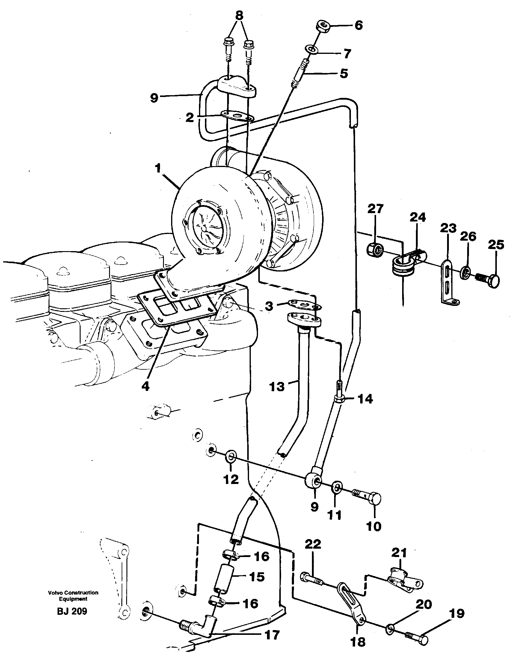 Схема запчастей Volvo A30C - 67877 Турбокомпрессор (турбина) с установочными деталями A30C VOLVO BM VOLVO BM A30C SER NO - 2320/- 2275, USA