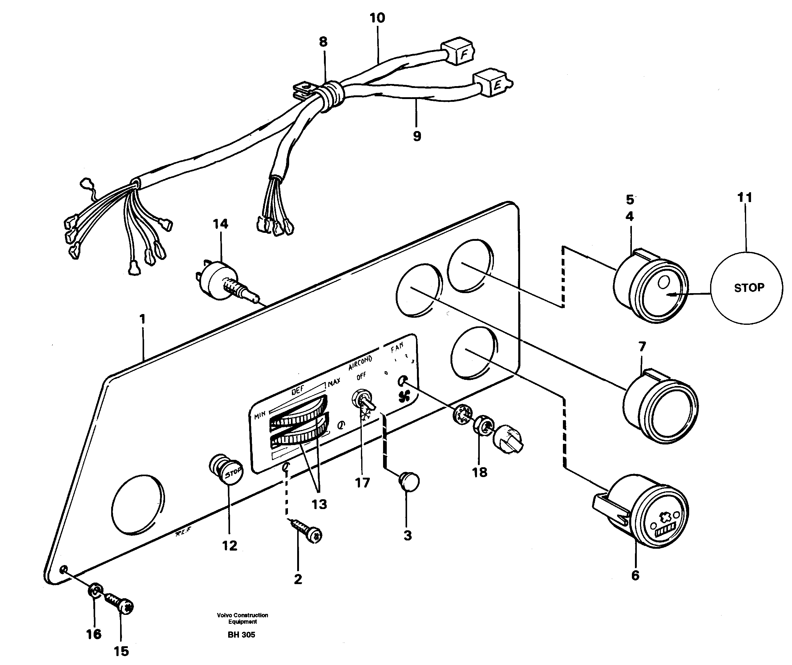 Схема запчастей Volvo A20C - 56763 Instrument panel, left A20C VOLVO BM VOLVO BM A20C SER NO - 3051