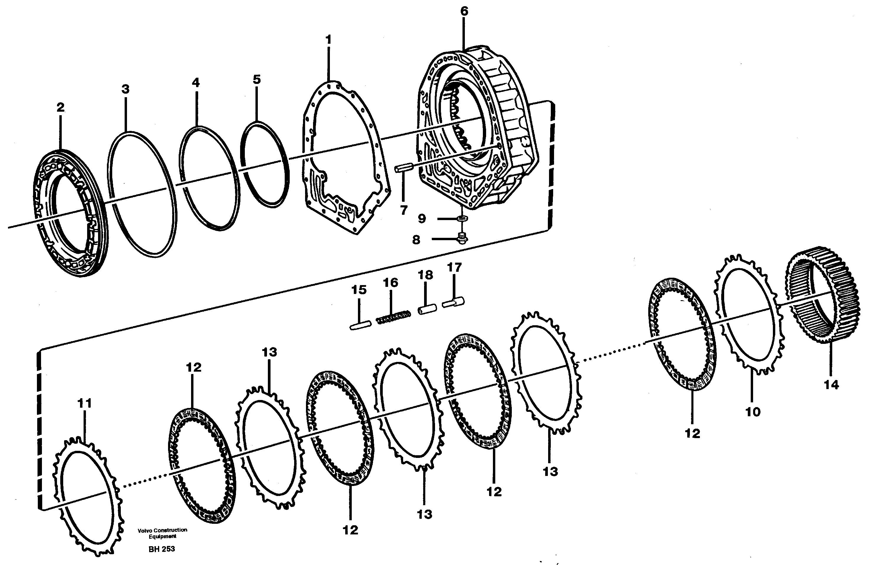 Схема запчастей Volvo A20C - 53317 Centre housing and brake G A20C VOLVO BM VOLVO BM A20C SER NO - 3051