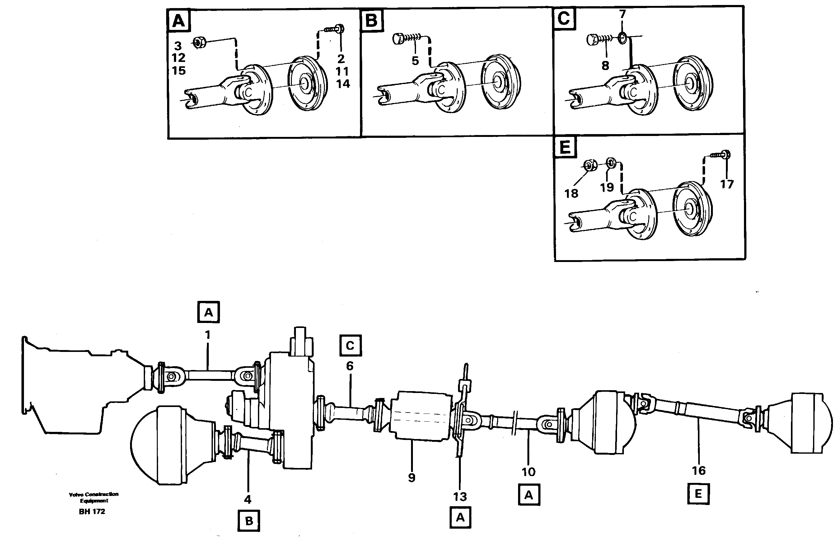 Схема запчастей Volvo A20C - 11872 Power shafts A20C VOLVO BM VOLVO BM A20C SER NO - 3051