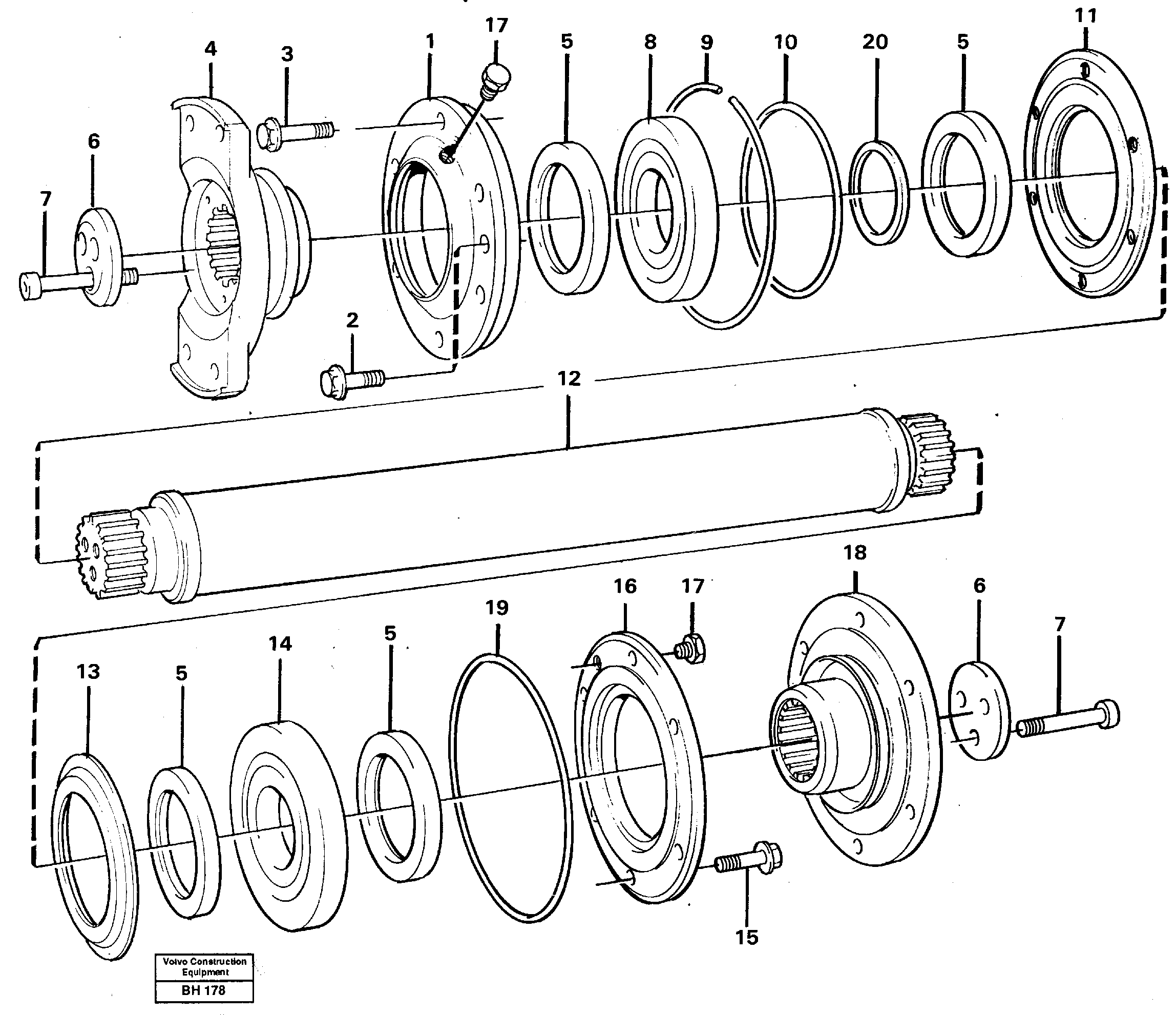 Схема запчастей Volvo A20C - 14870 Intermediate shaft A20C VOLVO BM VOLVO BM A20C SER NO - 3051