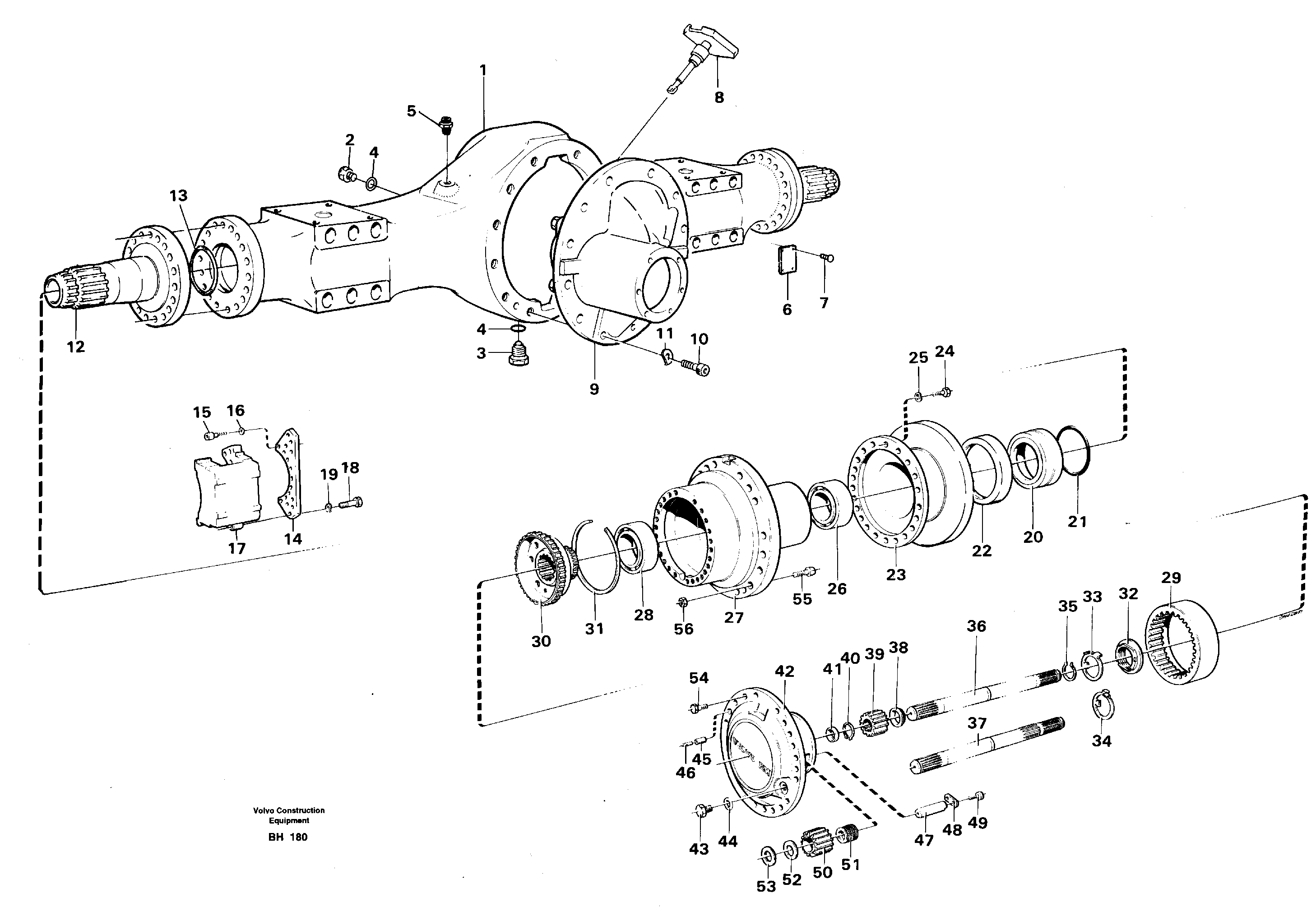 Схема запчастей Volvo A20C - 100302 Planetary axle, front A20C VOLVO BM VOLVO BM A20C SER NO - 3051