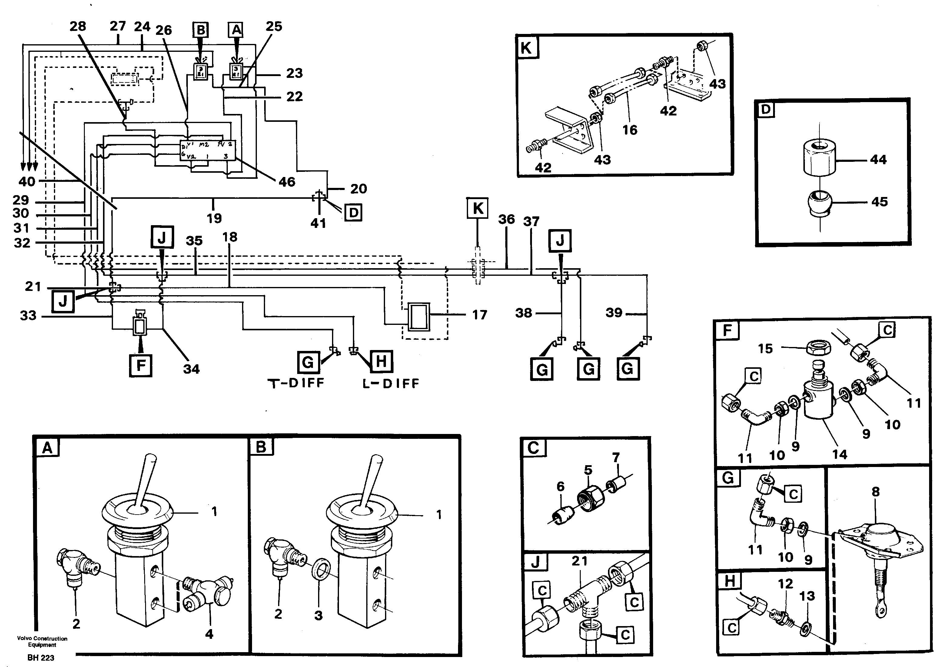 Схема запчастей Volvo A20C - 14887 Comp. air controls, diff.contr.shuttle valve A20C VOLVO BM VOLVO BM A20C SER NO - 3051