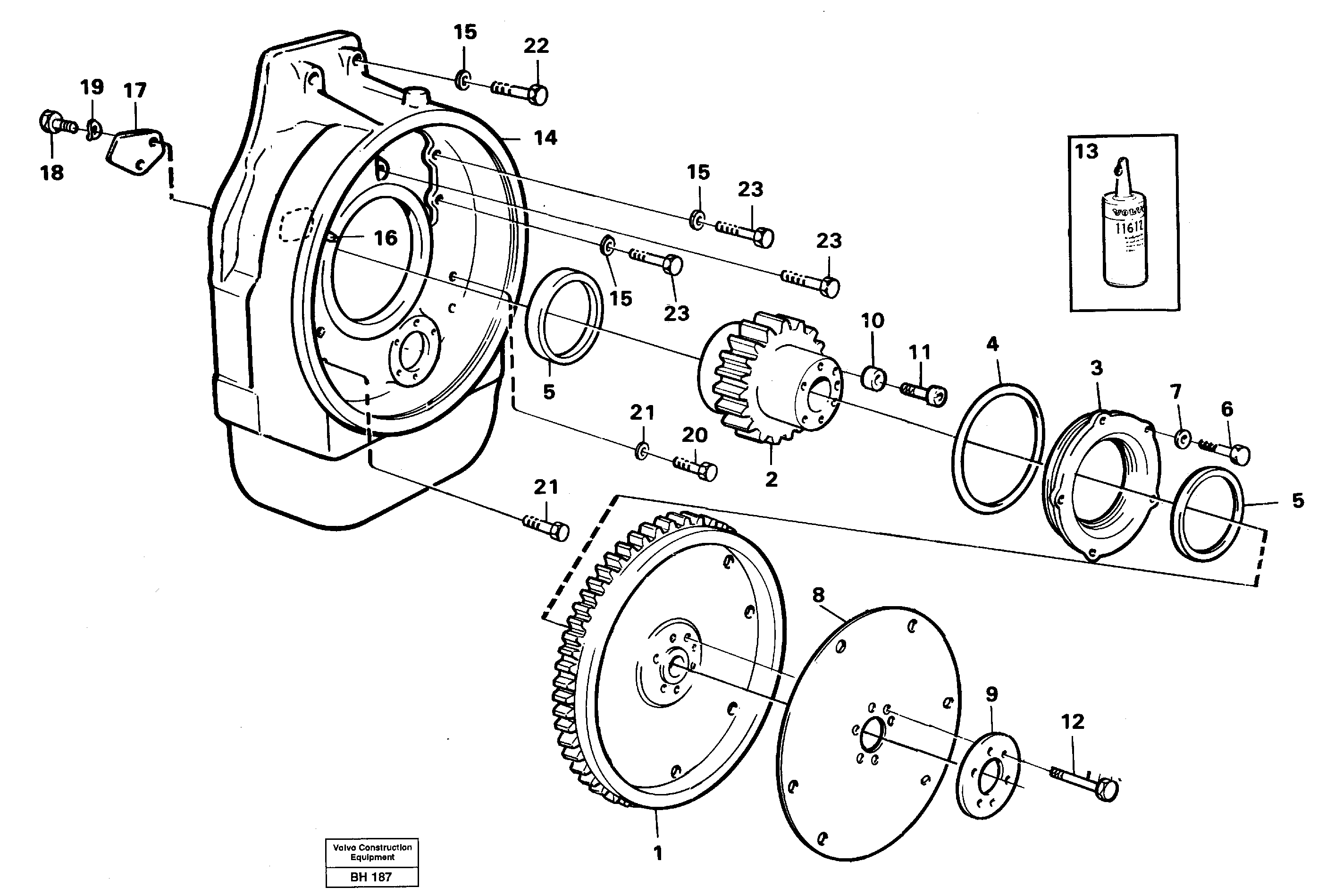 Схема запчастей Volvo A20C - 6813 Pump drive with fitting parts A20C VOLVO BM VOLVO BM A20C SER NO - 3051