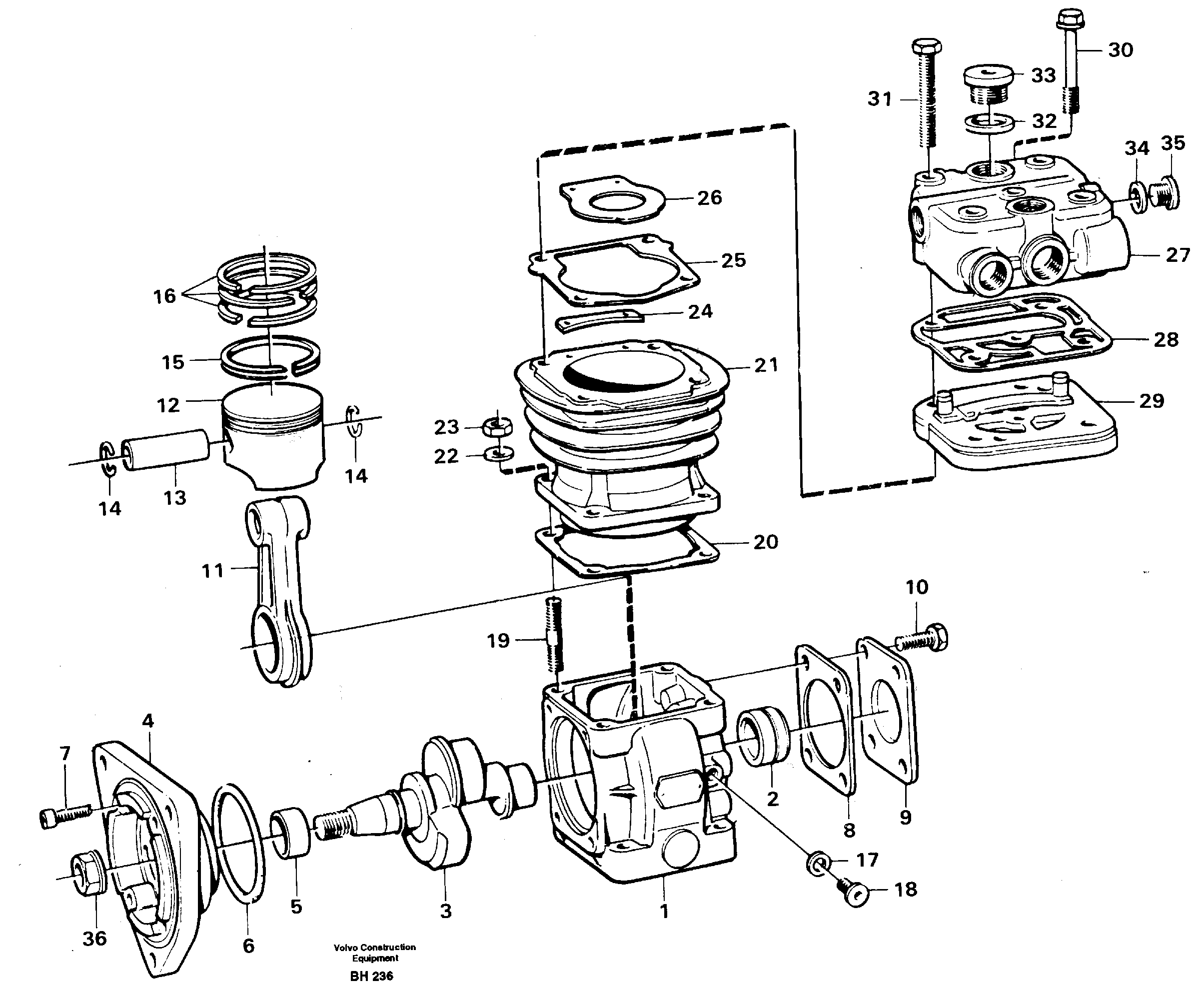 Схема запчастей Volvo A20C - 13524 Air compressor A20C VOLVO BM VOLVO BM A20C SER NO - 3051