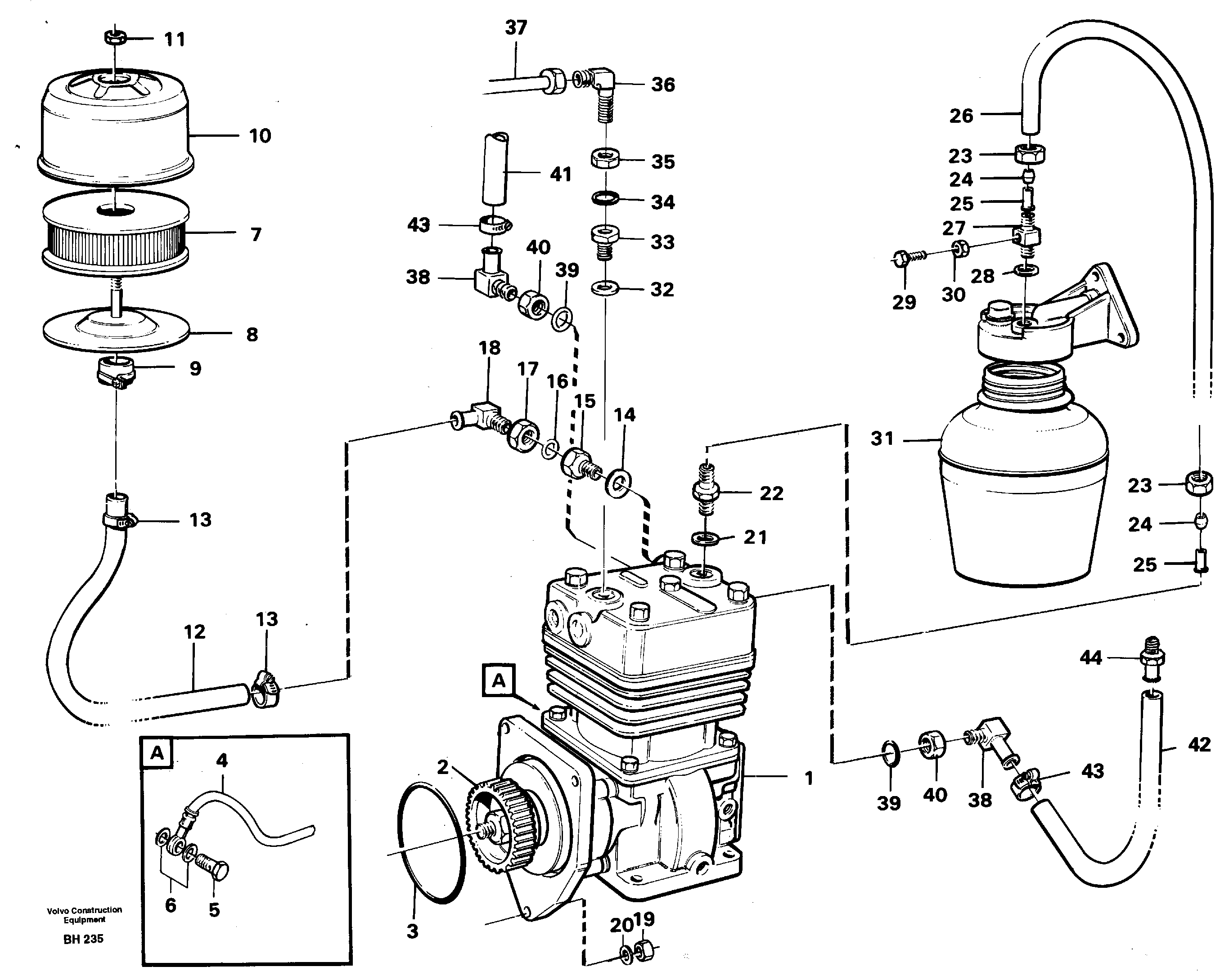 Схема запчастей Volvo A20C - 75980 Air-compressor with fitting parts A20C VOLVO BM VOLVO BM A20C SER NO - 3051