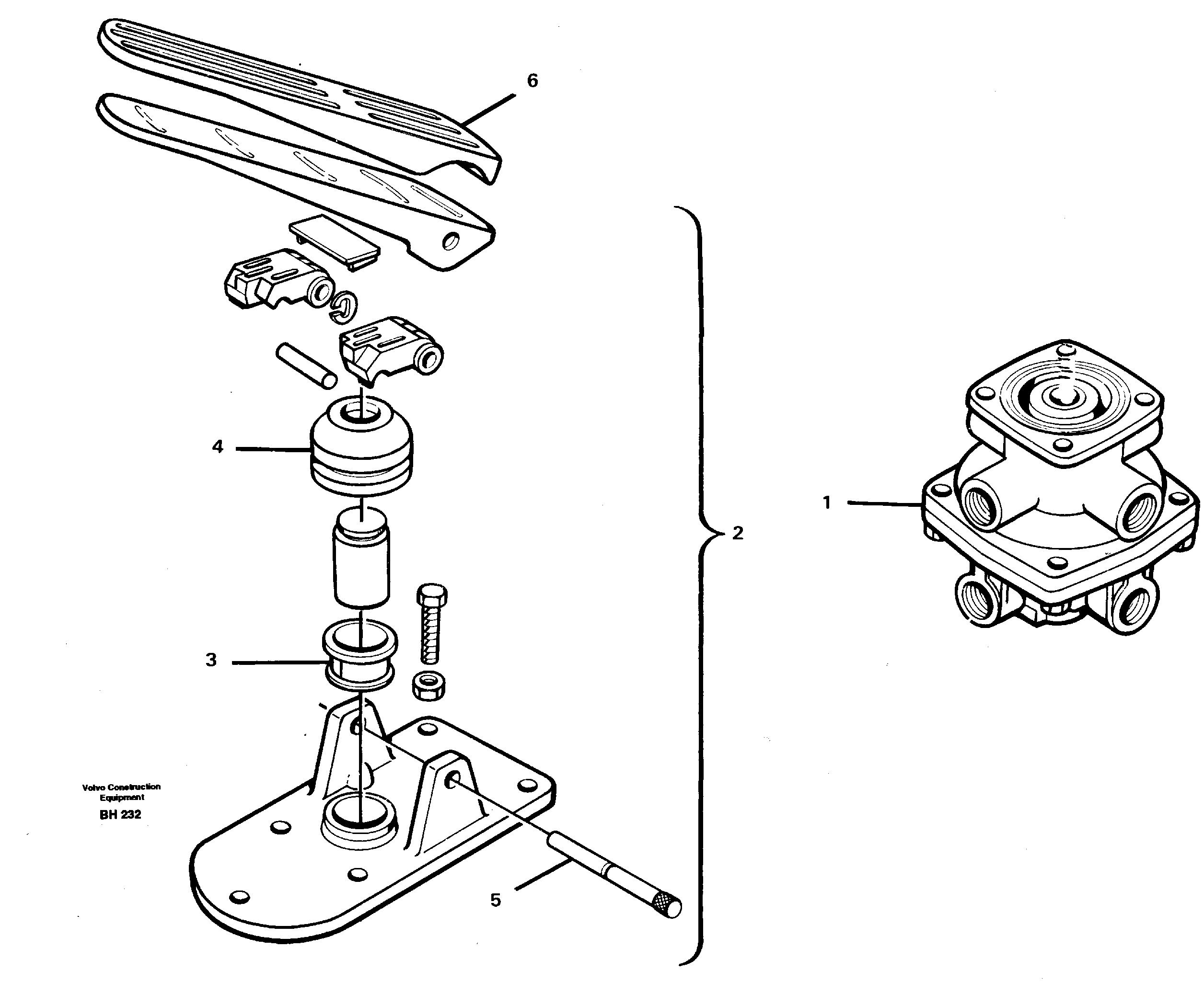 Схема запчастей Volvo A20C - 13535 Footbrake valve A20C VOLVO BM VOLVO BM A20C SER NO - 3051