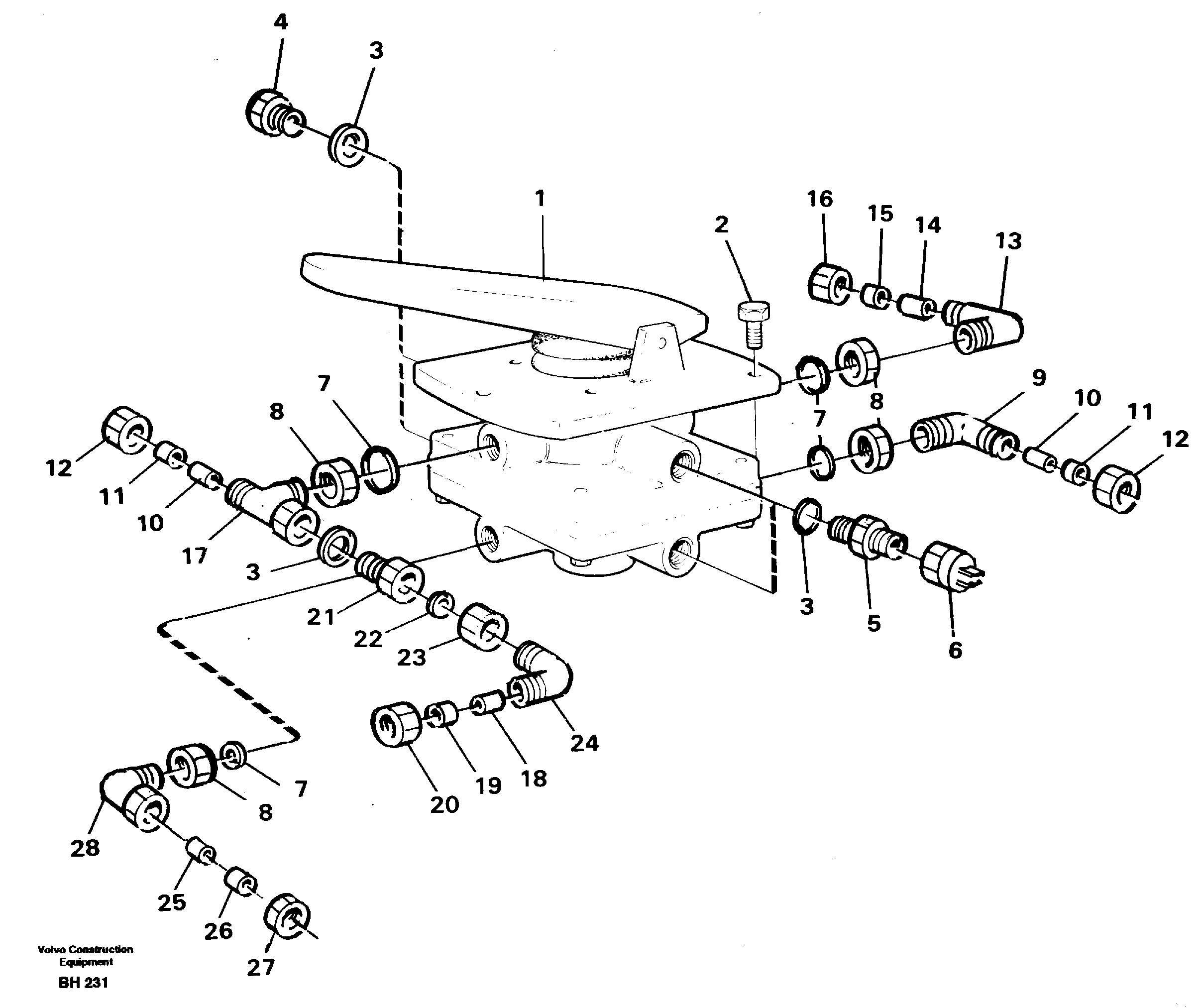 Схема запчастей Volvo A20C - 65798 Footbrake valve with mountings A20C VOLVO BM VOLVO BM A20C SER NO - 3051
