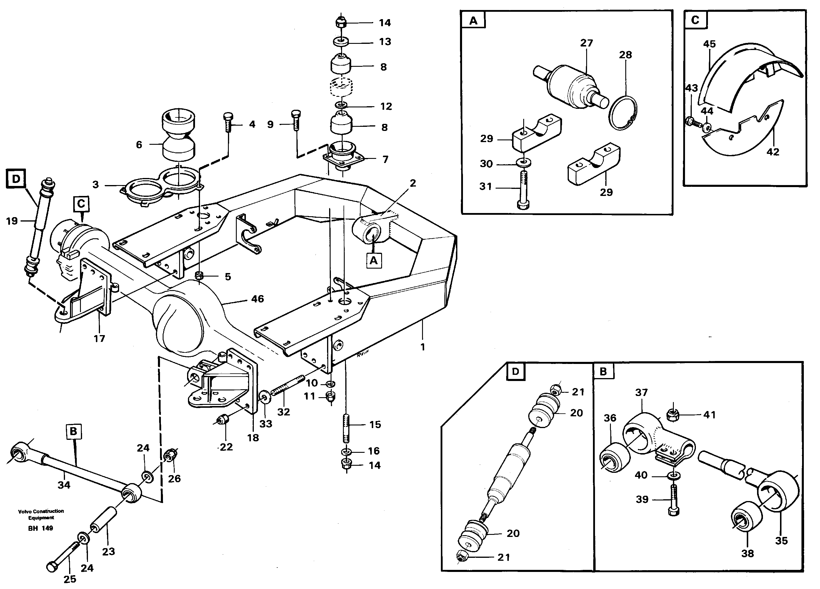 Схема запчастей Volvo A20C - 53765 Front axle suspension A20C VOLVO BM VOLVO BM A20C SER NO - 3051