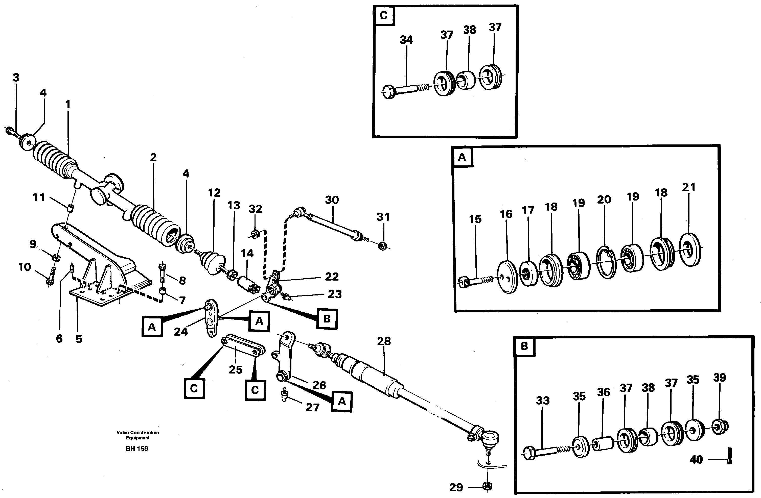 Схема запчастей Volvo A20C - 94877 Steering linkage A20C VOLVO BM VOLVO BM A20C SER NO - 3051