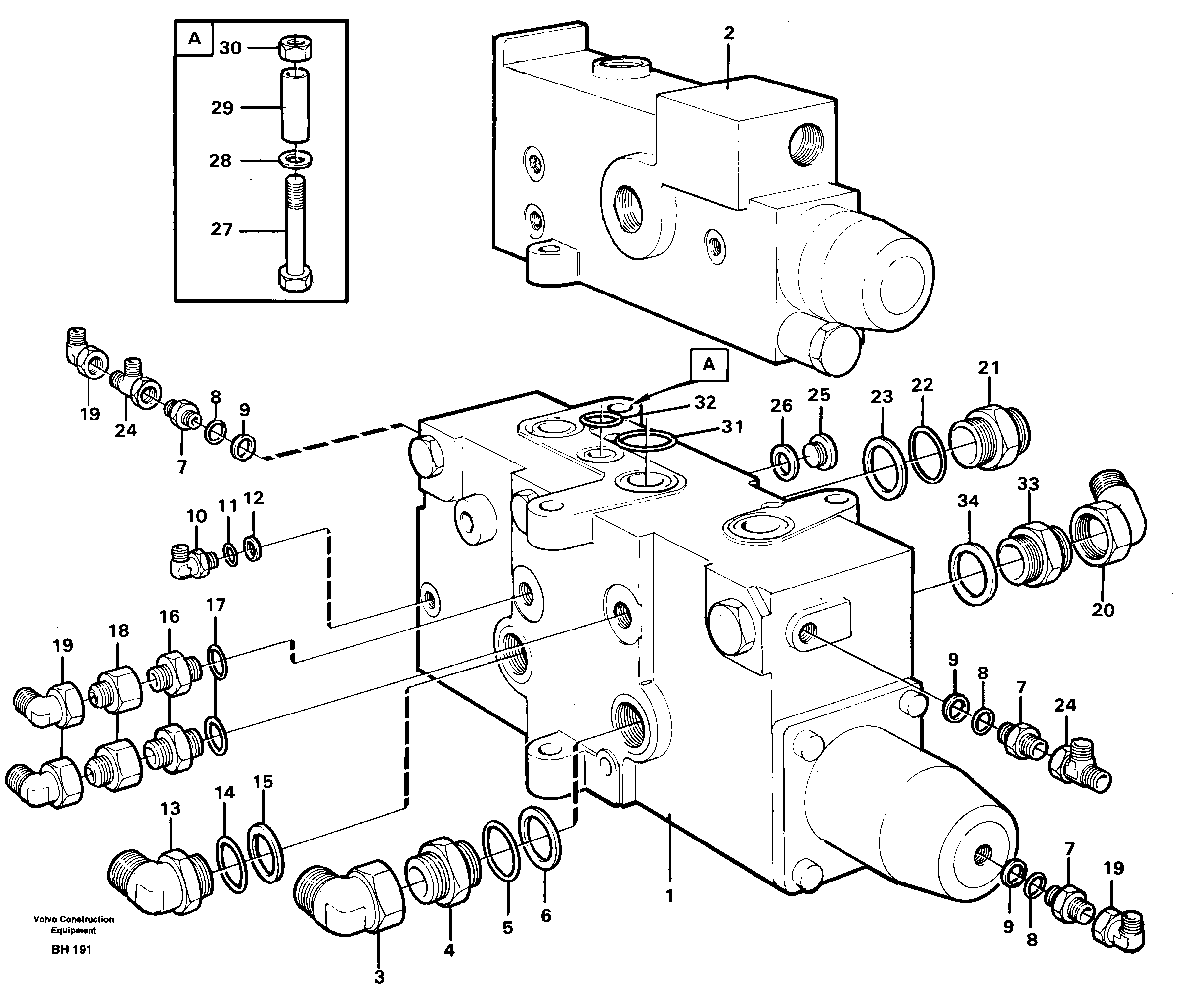 Схема запчастей Volvo A20C - 5563 Control valve with fitting parts A20C VOLVO BM VOLVO BM A20C SER NO - 3051