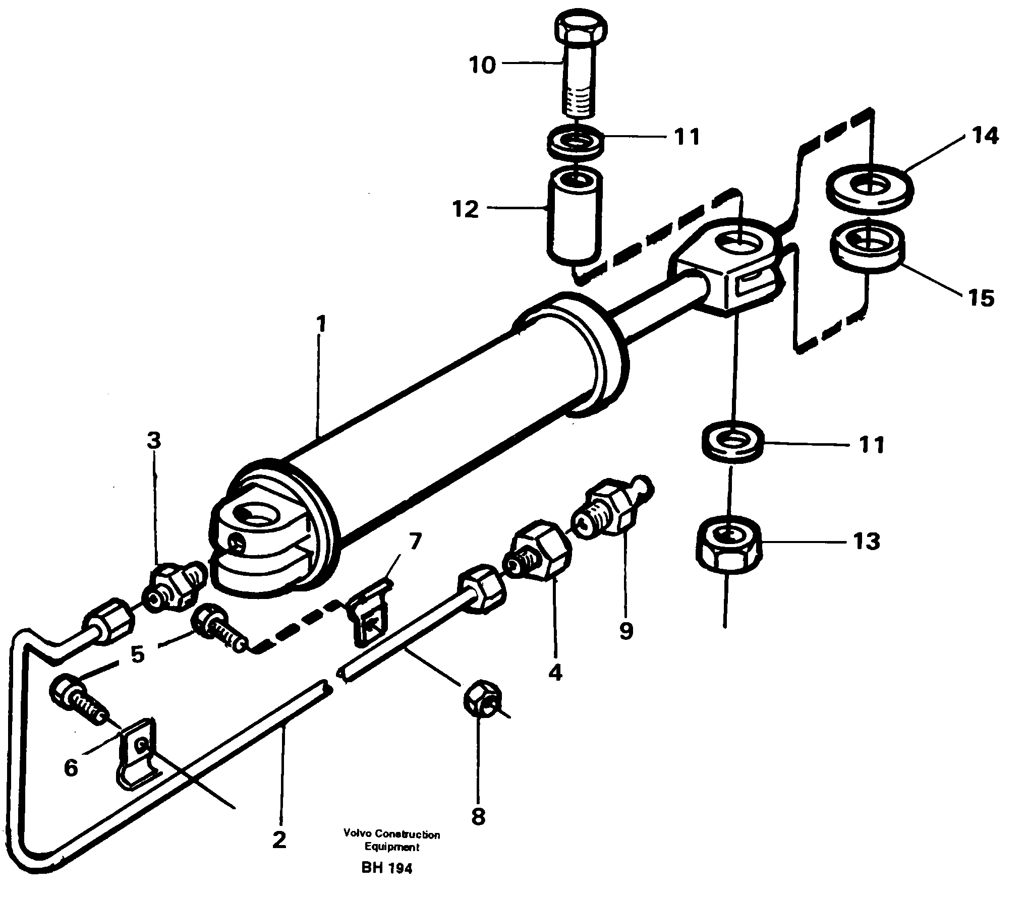 Схема запчастей Volvo A20C - 5566 Steering cylinder with fitting parts A20C VOLVO BM VOLVO BM A20C SER NO - 3051